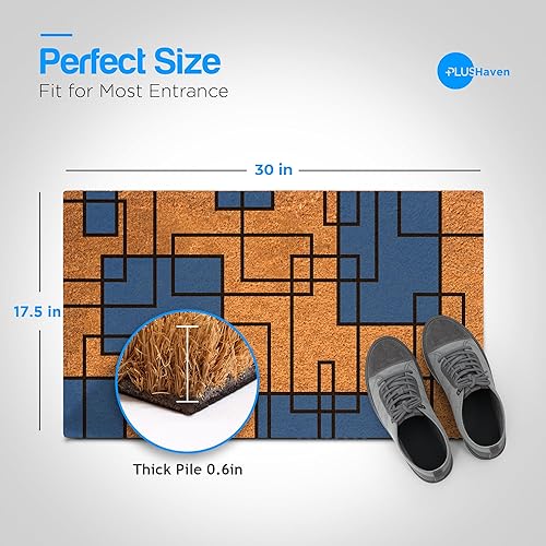 Miniatura 9 de PLUS Haven - Tapete con fibra natural de coco pura y respaldo de PVC resistente tamaño de 17 x 30 pulgadas grosor de 06 pulgadas color perfecto