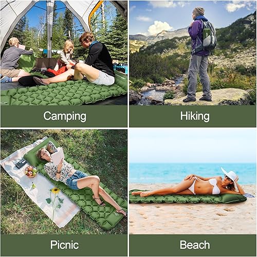 Miniatura 7 de Night Cat Colchonetas inflables con almohada con bomba incorporada, tapete de dormir para acampar, senderismo, ligero, cómodo, extensible, 77 x 25.5