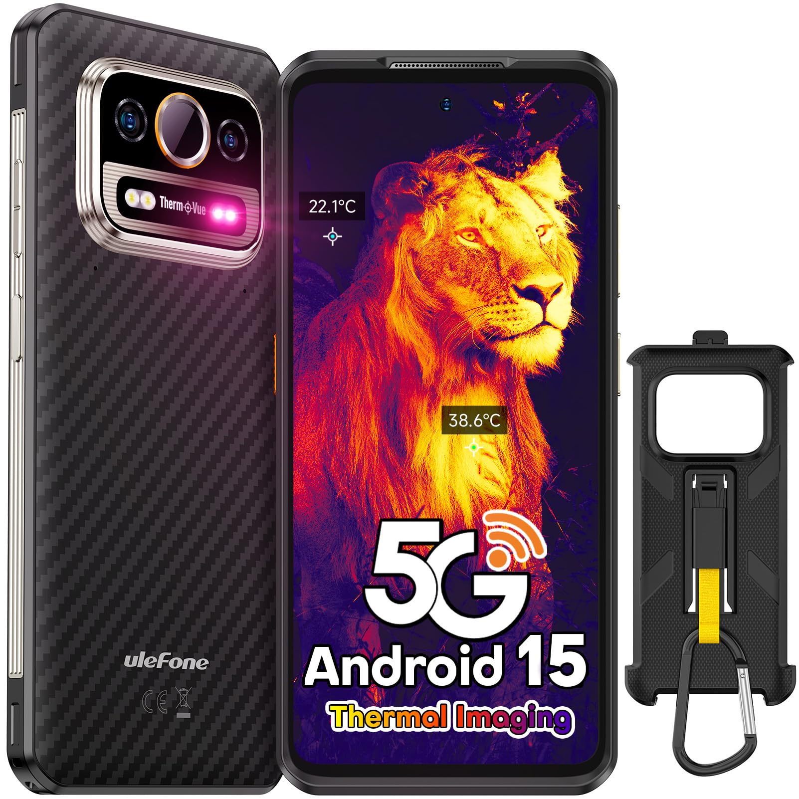 Armor 25T Pro 5G Rugged Smartphone, ThermoVue Thermal Imaging Android 15, 16GB+256GB, 120Hz 6.78" Corning Gorilla Glass Victus, 64MP Night Vision, 30W Wireless Charging Mobile Phone Unlocked