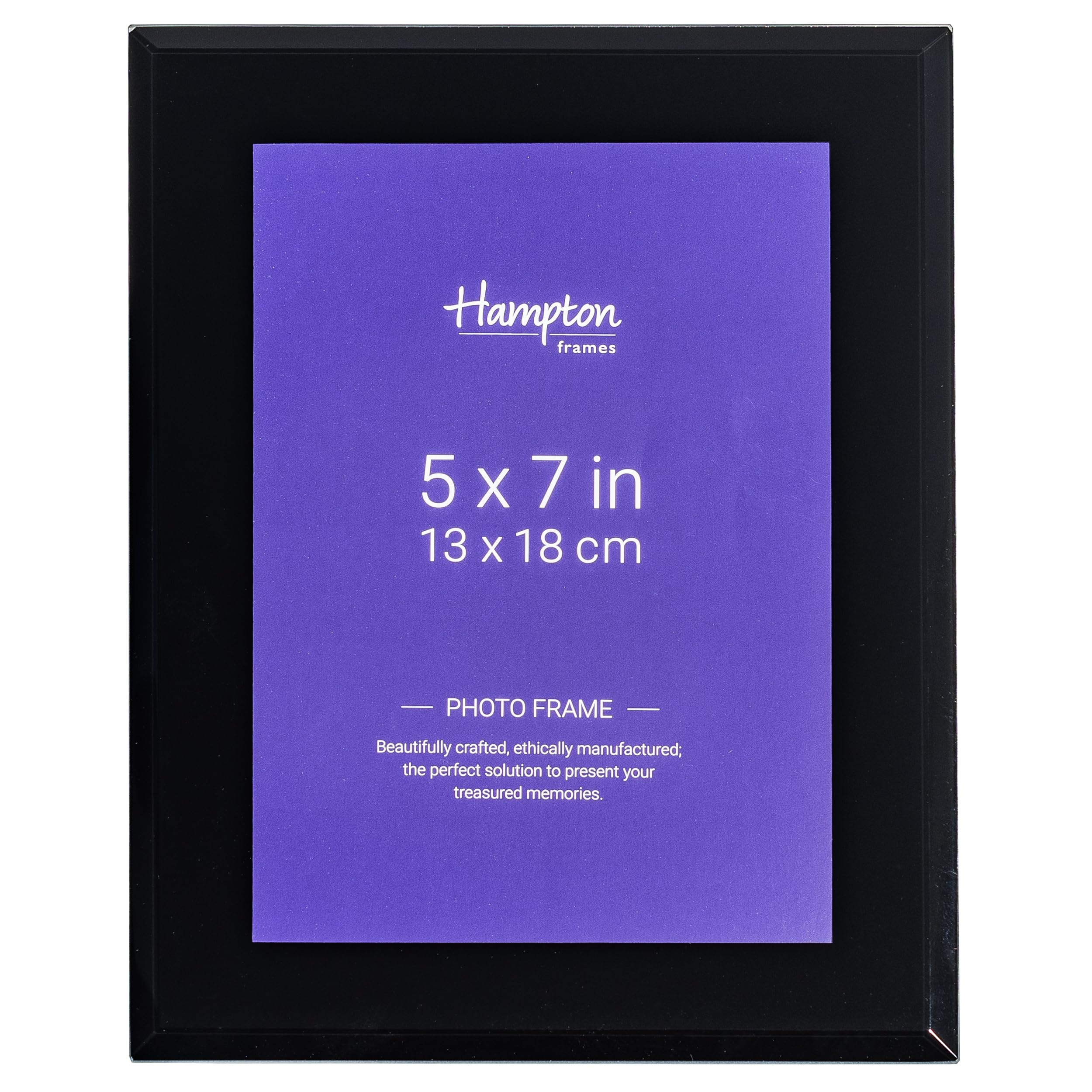 Hampton Frames Black Tamara 5X7 (13X18cm) Bevel-Edged Photo Frame Glass Tam57blk