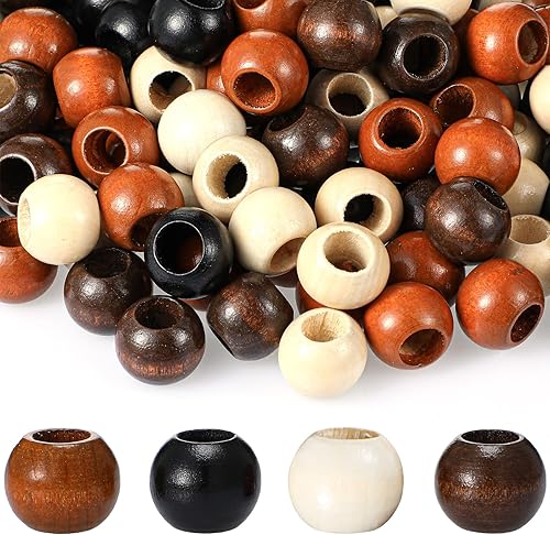 160 piezas de perlas de madera de barril de agujero grande, cuentas de macramé de madera natural, cuentas espaciadoras sueltas sin terminar, cuentas 160 piezas de perlas de madera de barril de agujero grande, cuentas de macramé de madera natural, cuentas espaciadoras sueltas sin terminar, cuentas