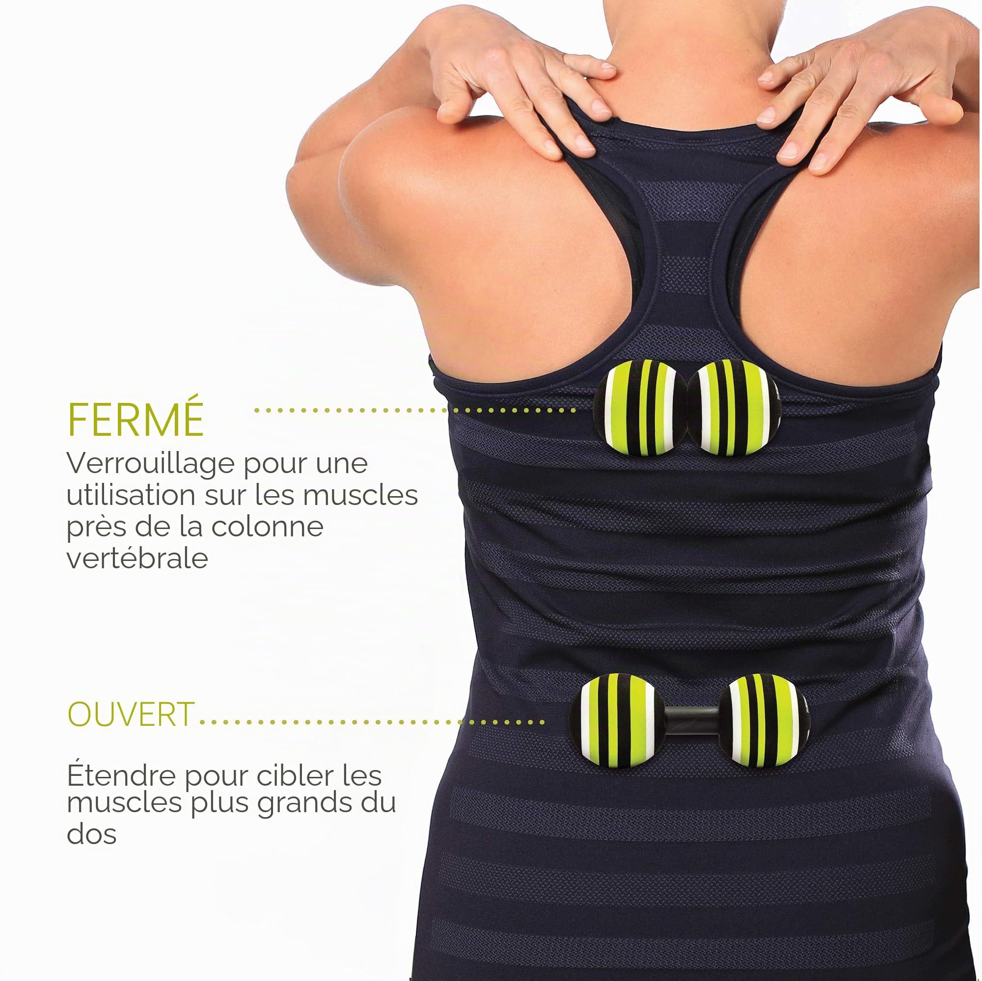 TriggerPoint MB2 Double Massage Ball Roller pour le soulagement du dos et du cou – Design ajustable et durable pour un relâchement ciblé de la tension dans la colonne vertébrale,le cou et les épaules
