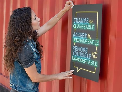 Miniatura 8 de 12 pósteres motivacionales – Arte de pared estilo letrero de neón – Decora tu aula, dormitorio u oficina en casa con citas inspiradoras – Perfecto
