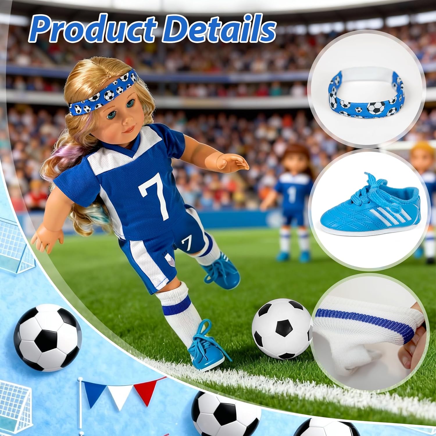 American 18 inch Doll Clothes Accessories-Soccer Uniform Valentine's Gifts for 18 Inch Girl Dolls (Sports)