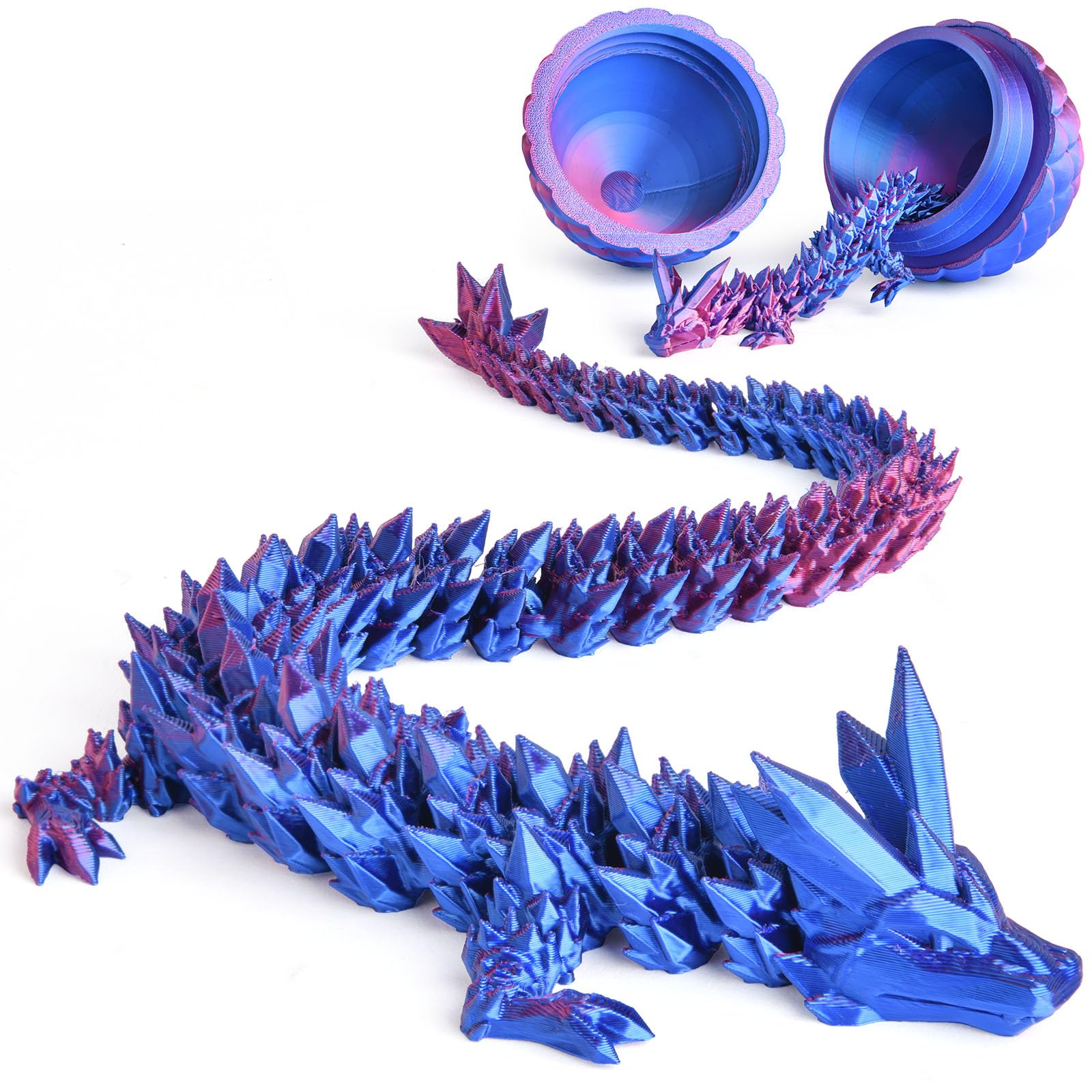 OSDUE Zabawka na biurko z nadrukiem 3D, smocze jajko, giętka i elastyczna, ze zdejmowaną tajemnicą, zabawka fidget, do polowania na jajka wielkanocne, dekoracja domu, biura dla dzieci, lazurowy fiolet