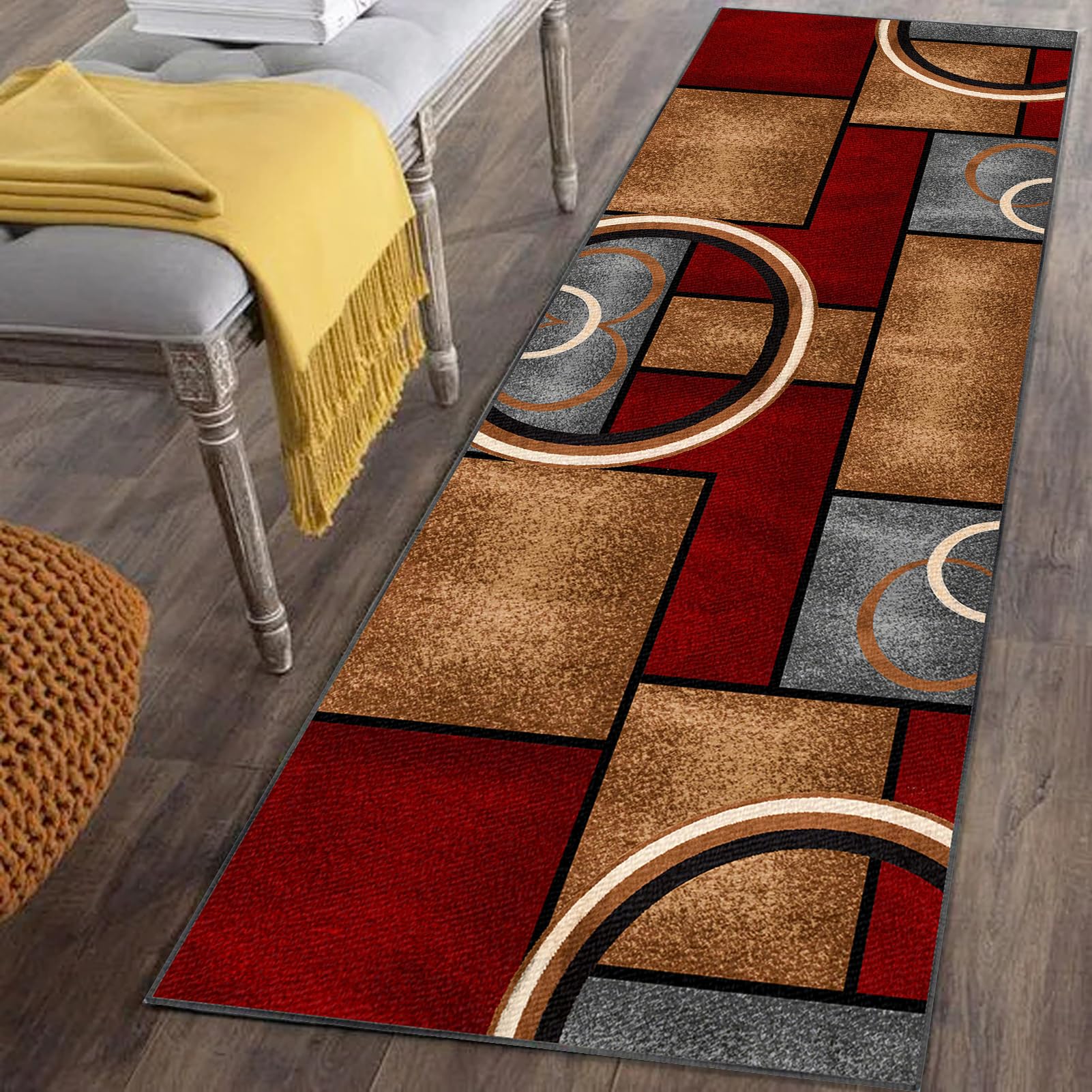 Washable Hallway Runner Rug 120 x 400 cm Non-Slip Kitchen Carpet Runners for Hallways Hall Runner Narrow Rug Kitchen Rugs Absorbent Door Mat Entryway Runner Rug Carpet Floor Mat for Hallways Kitchen