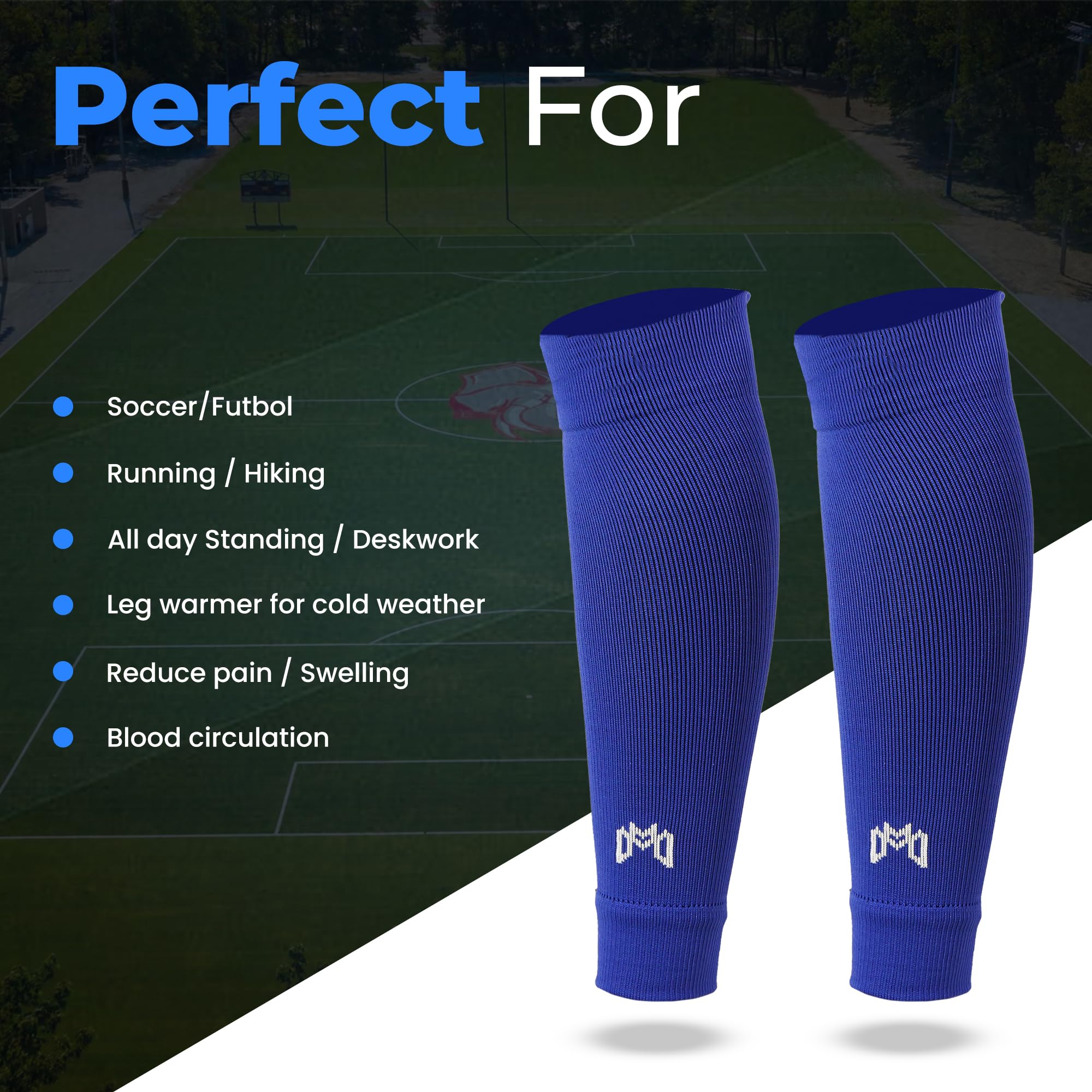 MediCaptain Calcetines de fútbol precortados, compañero para calcetines de agarre de fútbol, sostiene de forma segura espinilleras, calentador de piernas de compresión