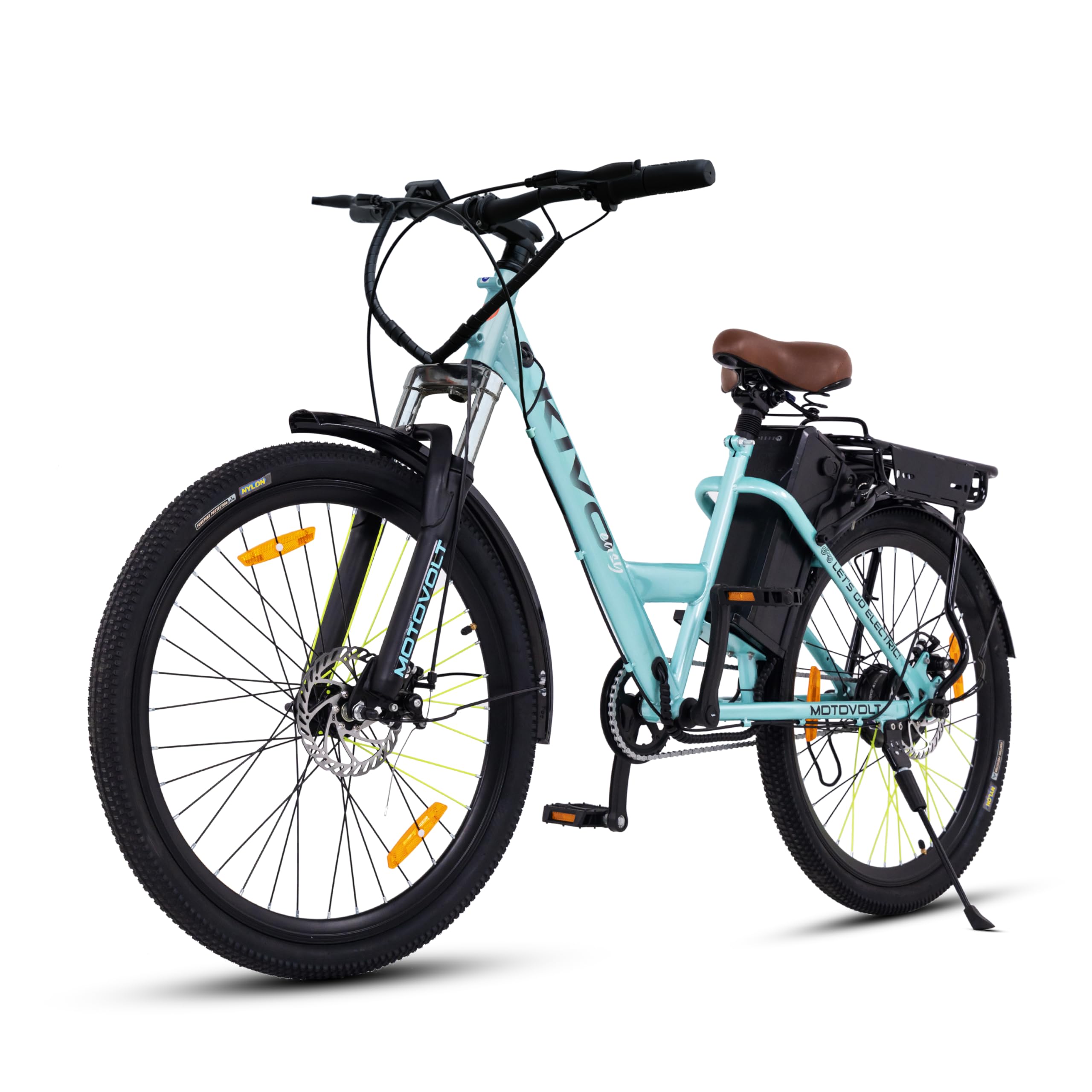 Motovolt KIVO Easy Extended Carrier Electric Cycle | Standard Normal Range | Range up to 45 Kms in Pedal Assist Mode | Electric Bicycle - Aqua (B0D8W1ZTQ2) Amazon Price History, Amazon Price Tracker