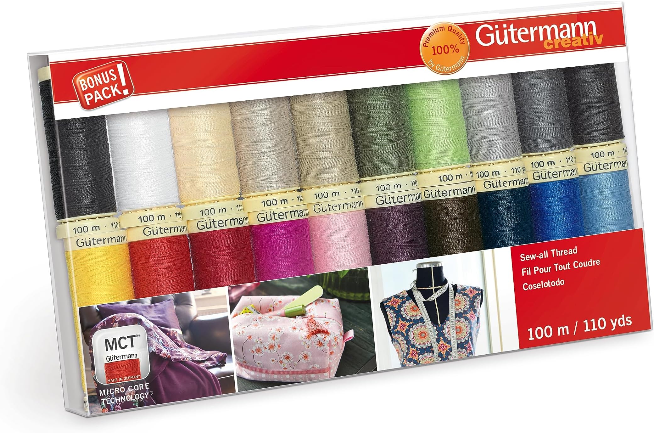 Amazon.com: Gutermann Thread Set: Sew-All: 100m: Pack of 20, Assorted