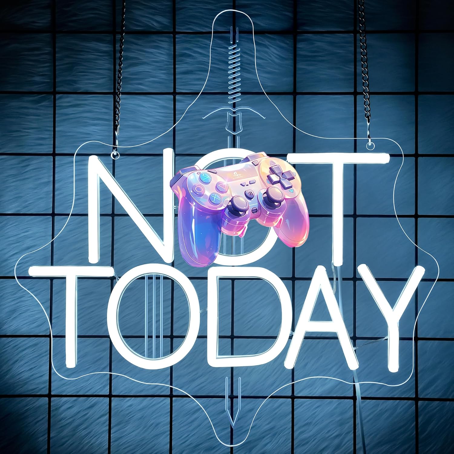 Sword Neon Sign Not Today for Wall Decor - Thrones Neon Acrylic USB Powered LED Wall Art Decor, Light Up Sign Dimmable, for Man Cave Bedroom Living Room Birthday Party Club Christmas
