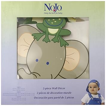 Amazon Com Nojo 2 Piece Wooden Wall Art Jungle Babies Nursery Wall Decor Baby