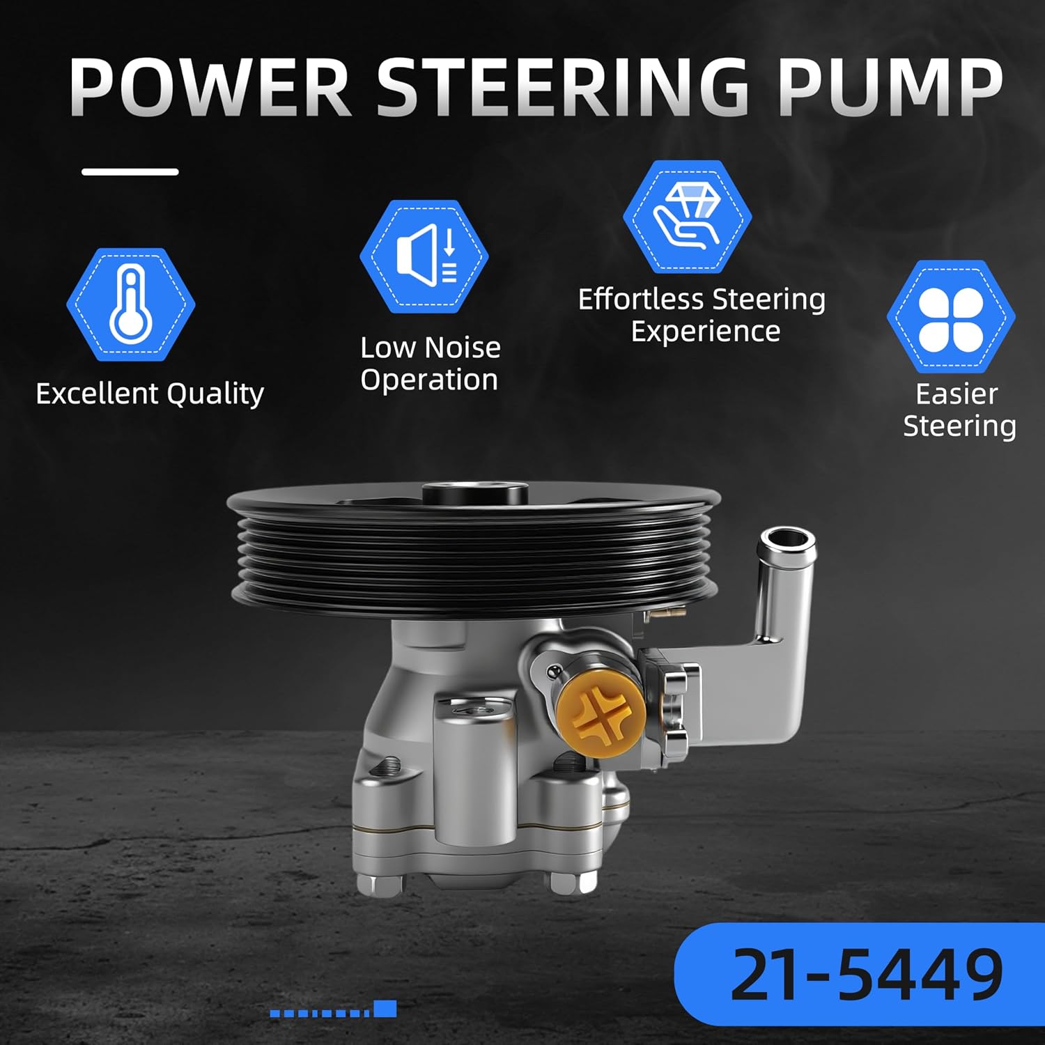 Power Steering Pump with Pulley, for Kia Sportage 2005-2010 for Hyundai Tucson 2005-2009 2.7L, 21-5449, AAZ215449, 57100-2E100, 571002E100