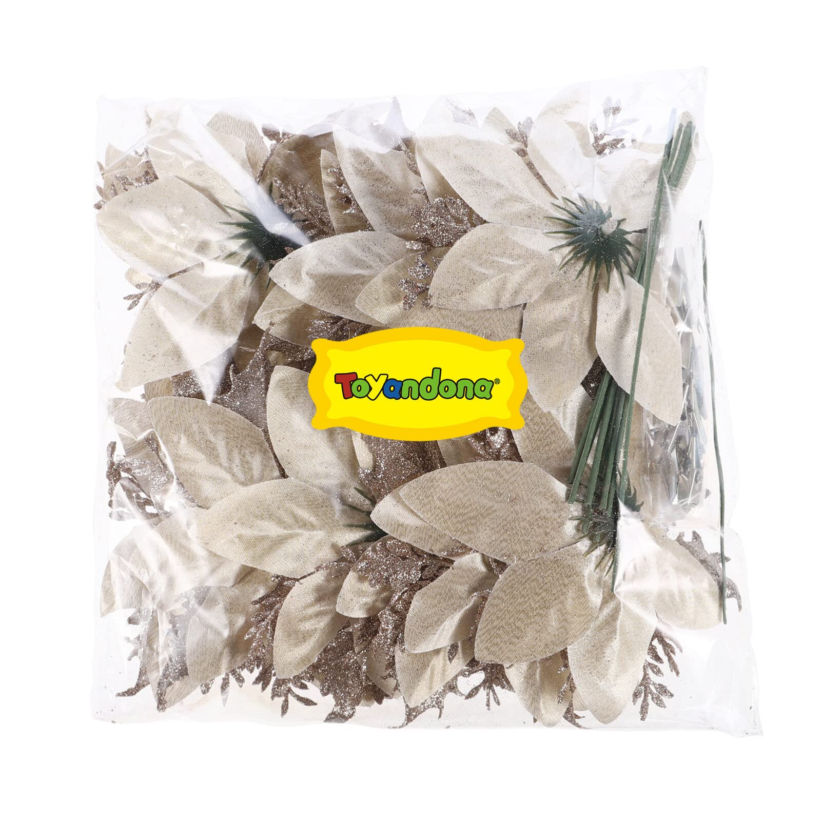 TOYANDONA 12 Stück Weihnachten Glitter Weihnachtsstern Künstliche Blumen Dekorationen mit Clips und Stielen Glitzer Weihnachtsbaum Weihnachtsstern Dekorationen für Weihnachten Hochzeit Neujahr