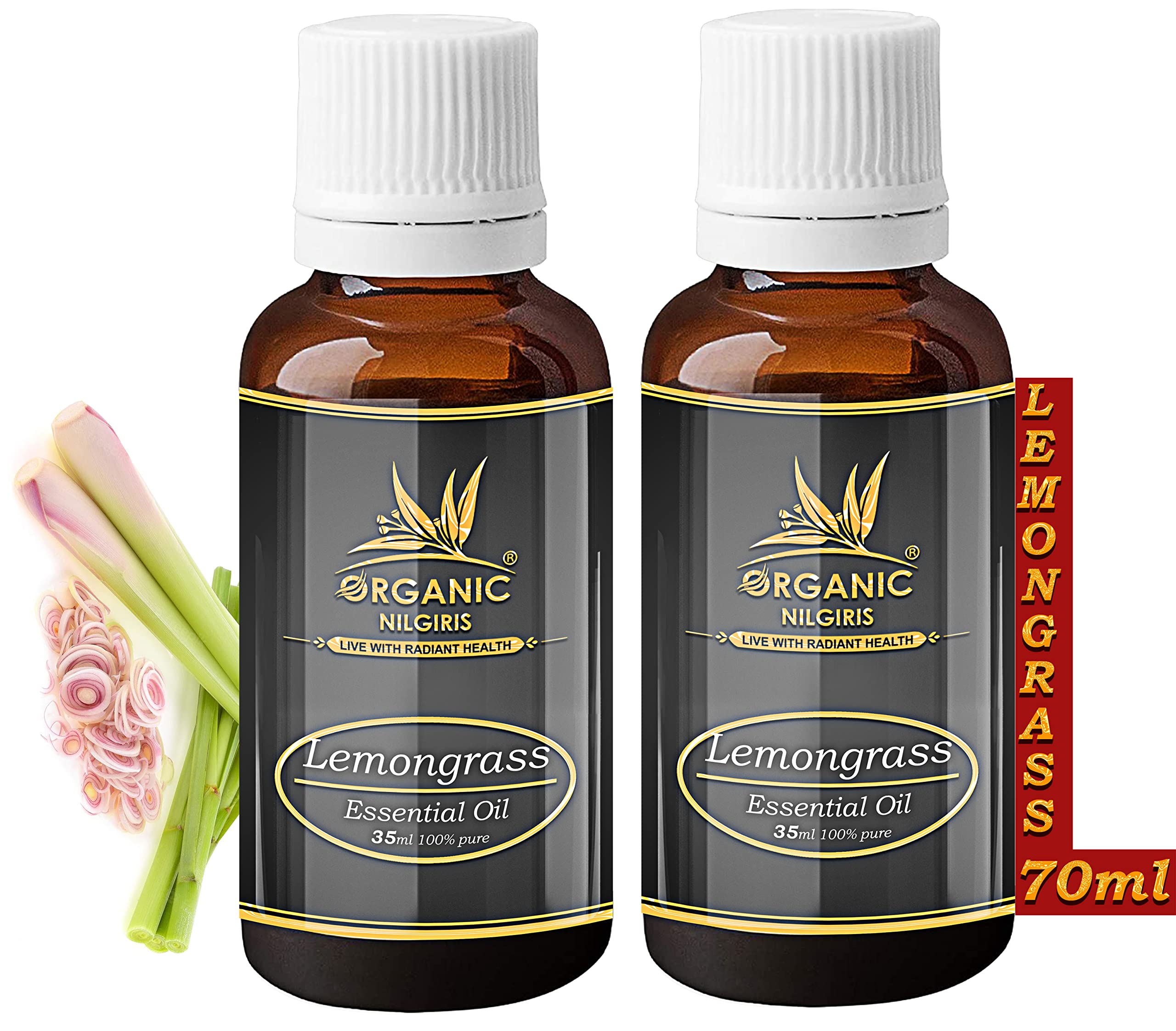 S Lemongrass Essential Oil: Natural Uplifting Aroma for Home Fragrance, Aromatherapy Bliss, Candle & Soap Making, Insect Repellent-(35Ml-2P)