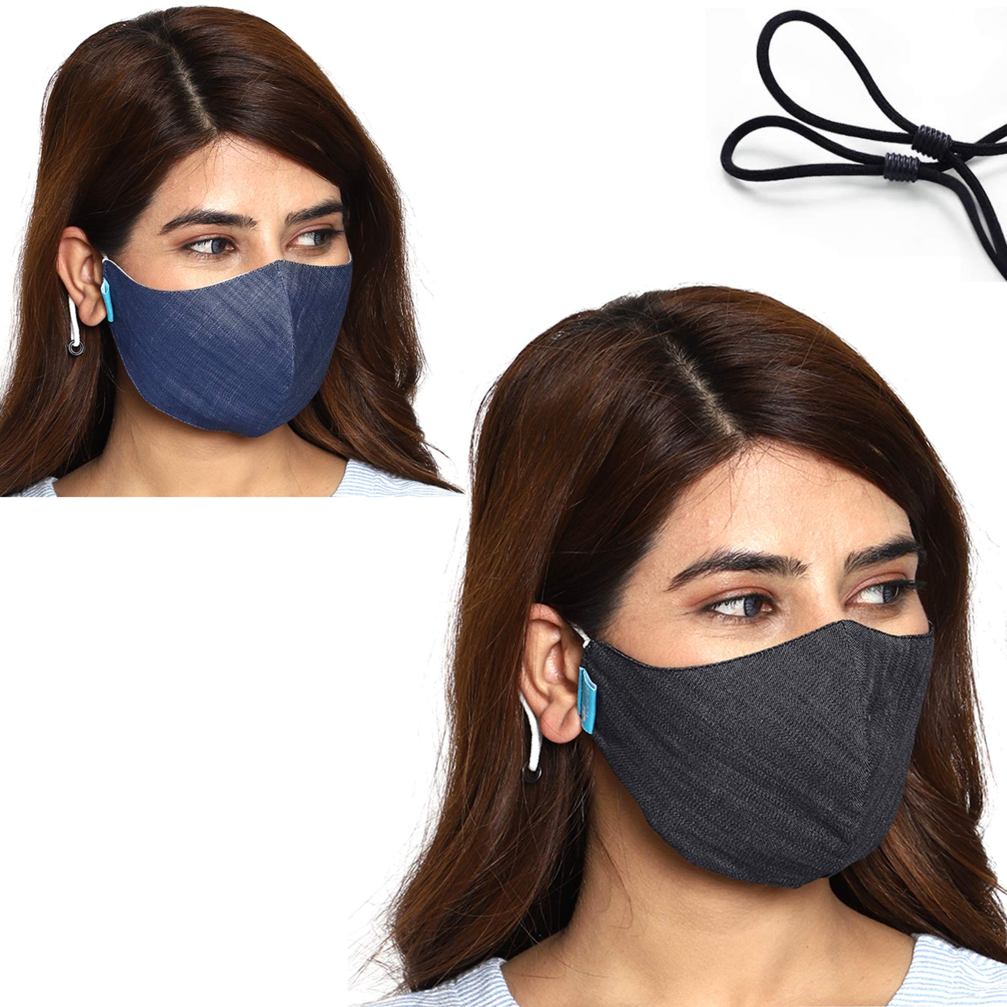 Mask for women Denim PACK OF 2 Printed 3 Layer Reusable Washable Reversible Fine Cotton Face Mask for Ladies Men Unisex With Adjustable Ear Loop Free Size-image-26