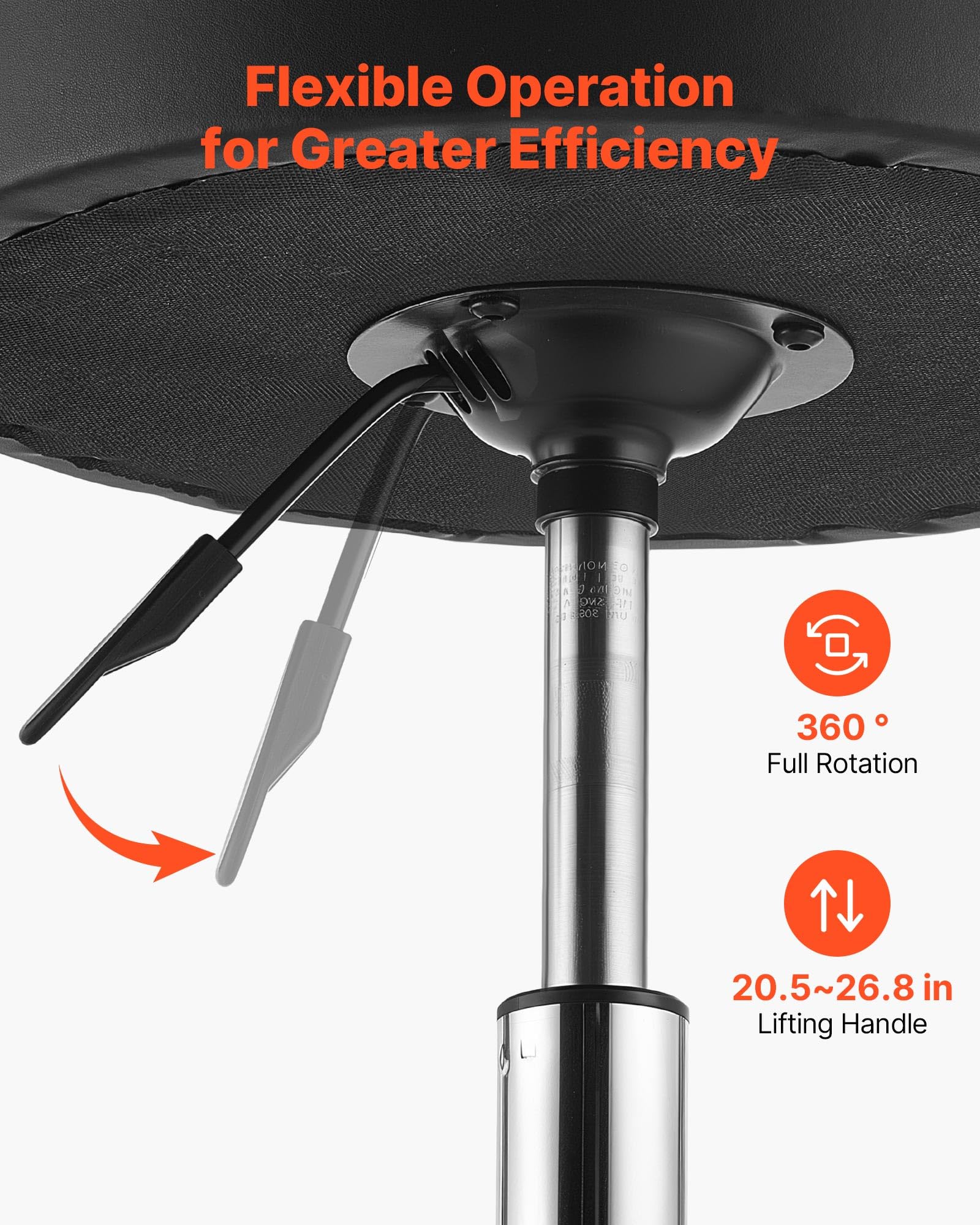 VEVOR Taburete Giratorio de Trabajo, Taburete con Ruedas, Paquete de 2 Unidades, Capacidad de Carga de 226,8 kg, Altura Ajustable, Asiento Ergonómico Acolchado y Tapizado, para Oficina Peluquería