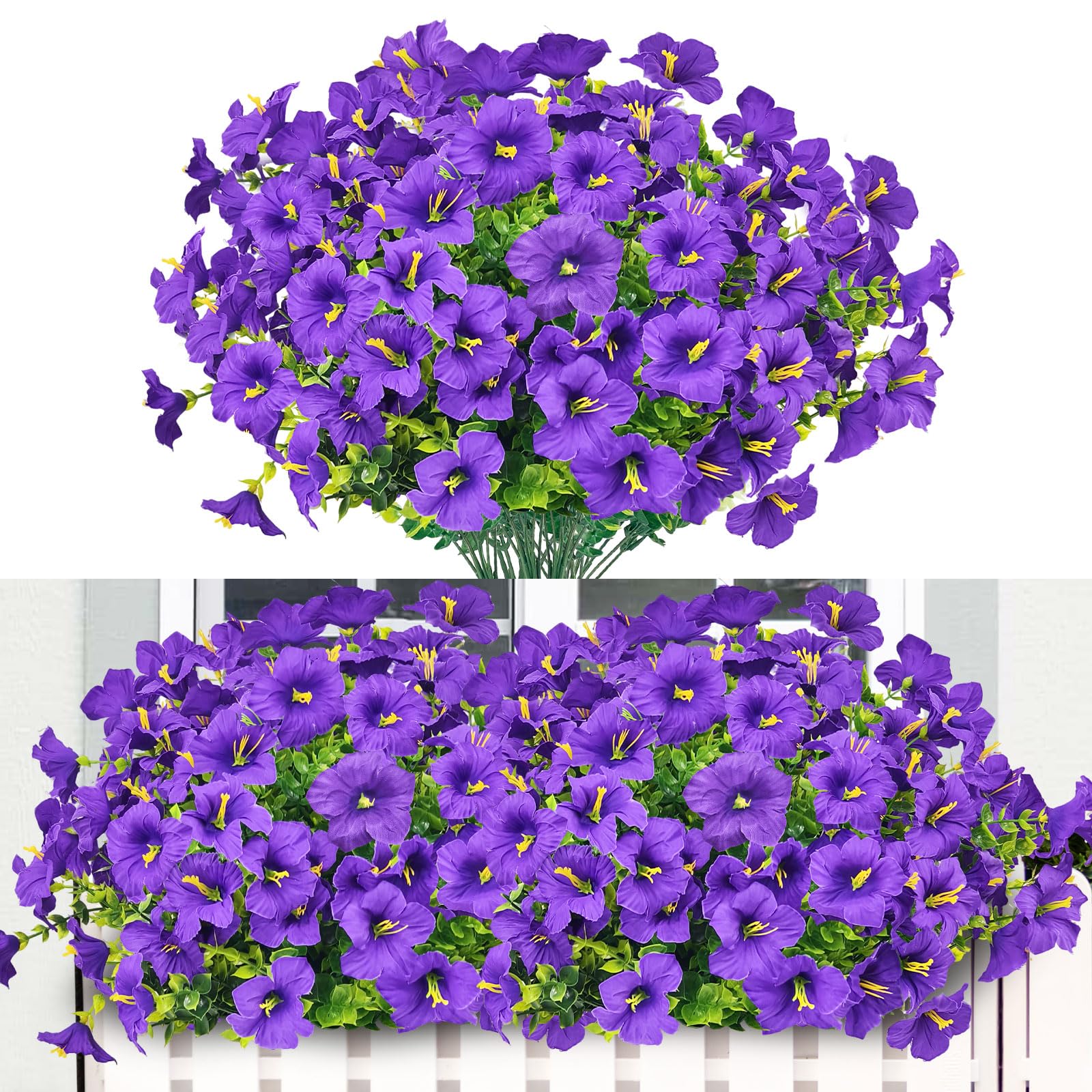 SHEPIN 9 Bündel Kunstblumen für Draußen, Künstliche Blumen Outdoor Wetterfest Balkonpflanzen Petunien Balkonblumen Seidenblumen Wie Echt Kunstpflanze