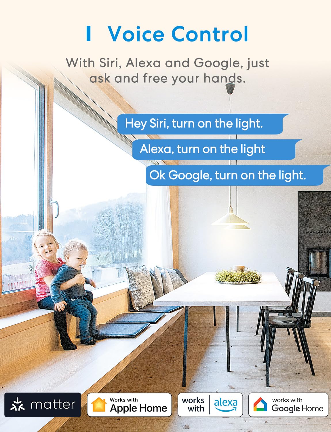 meross Inteligentny przełącznik (wymagany jest NEUTRALNY PRZEWOD) - Śledzenie zużycia energii i Matter Simple Setup (MSS), przełącznik WiFi kompatybilny z Apple Home, Alexa i Google Home