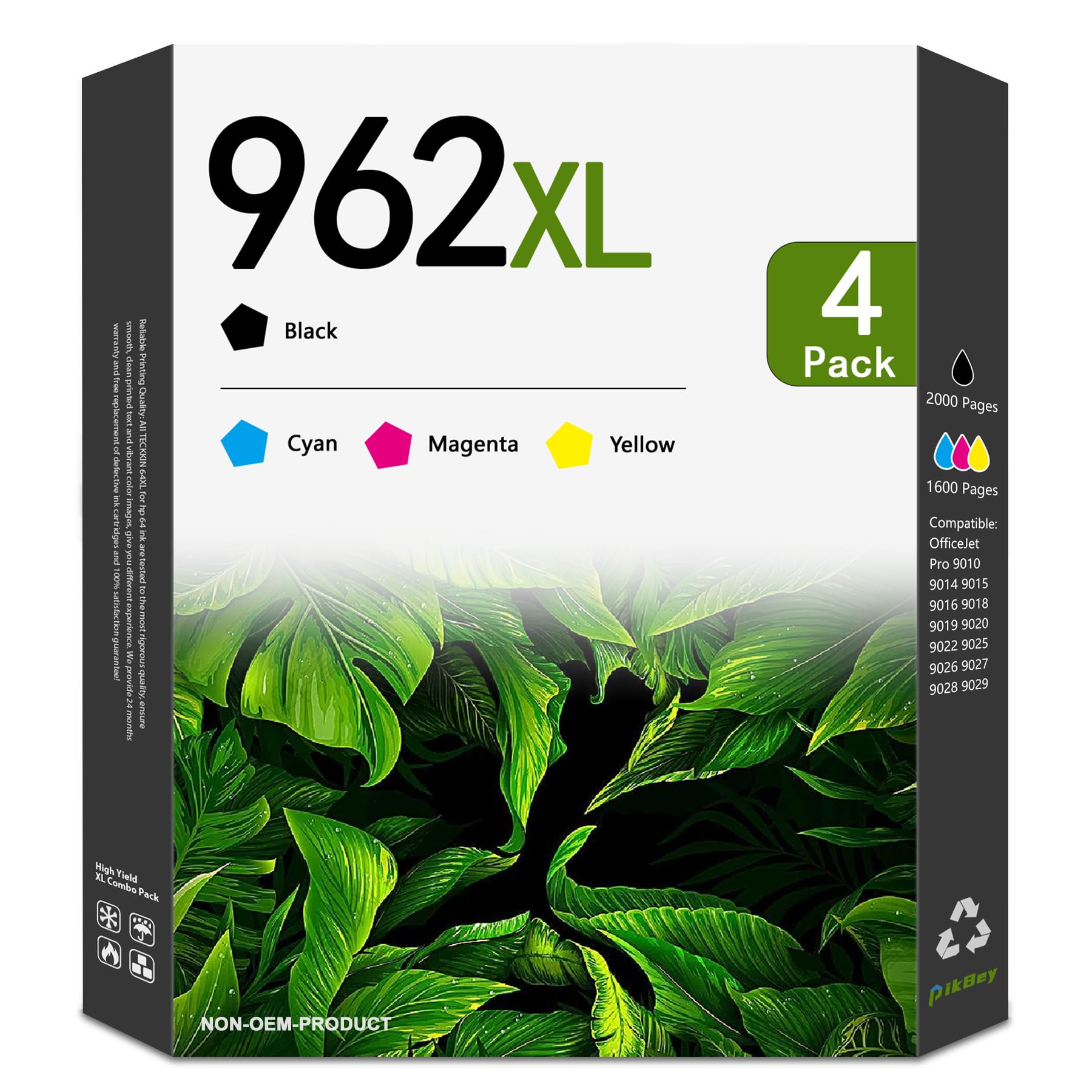 962XL Ink Cartridges Combo Pack Replacement for HP 962XL 962 Ink Cartridges OfficeJet Pro 9010 9014 9015 9018 9019 9020 9022 9025 9026 Printer (4-Pack, Black/Cyan/Magenta/Yellow)