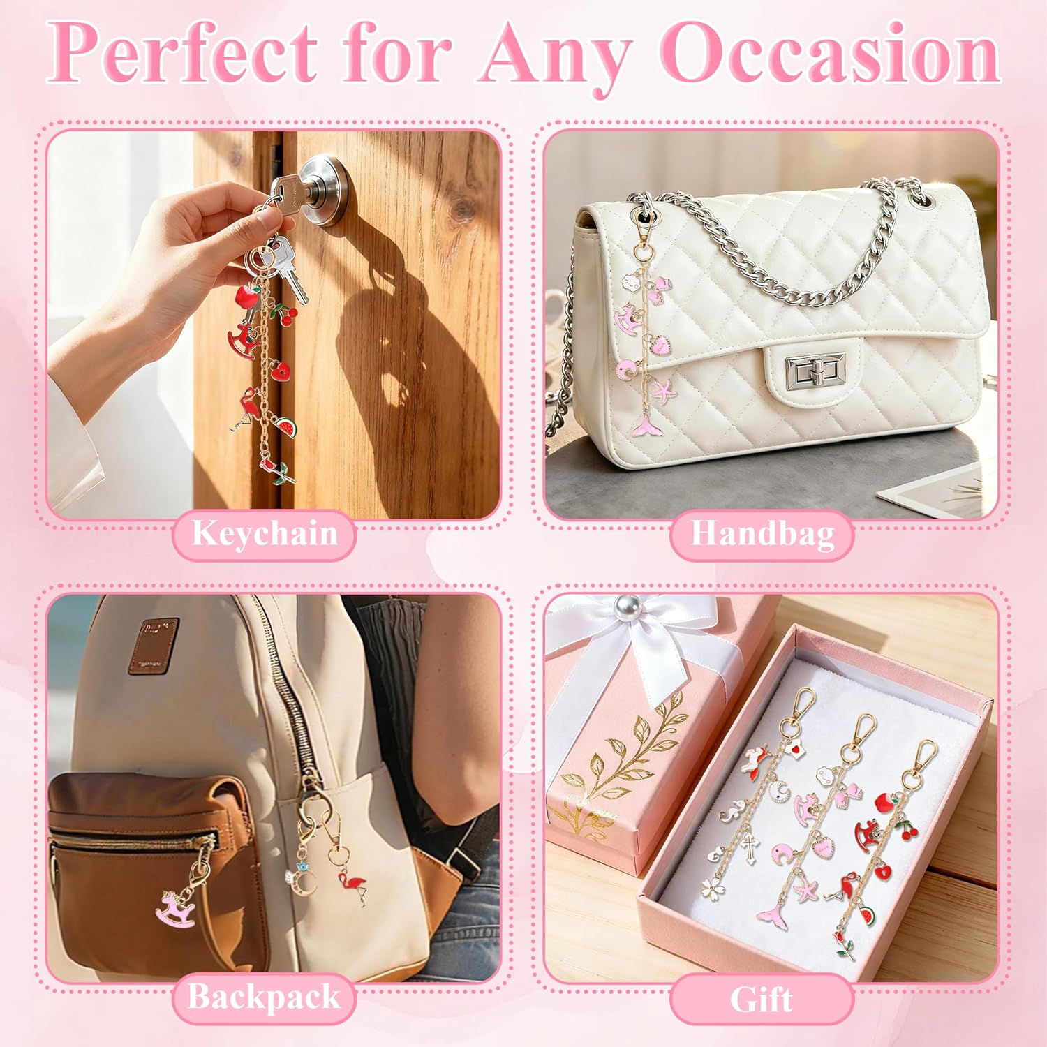 ZOYVUX 363Pcs Lip Gloss Charms Keychain Kit, DIY Bag Charm Kit with 100 Charms, 20 Keychain Hooks, 40 Extender Chains, Jump Rings and Jewelry Plier | Gifts for DIY Craft and Jewelry Making - Image 6