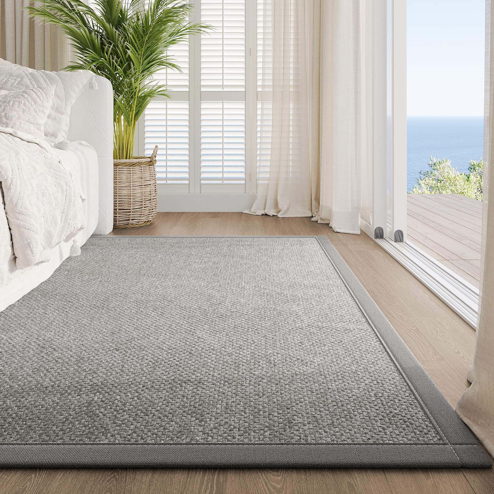 YDKGL Washable Area Rug 5x7 Large Jute Like Rug for Living Room, Soft Non Slip Rugs Carpet for Dining Room Bedroom Cotton Boho Woven Braided Rugs Home