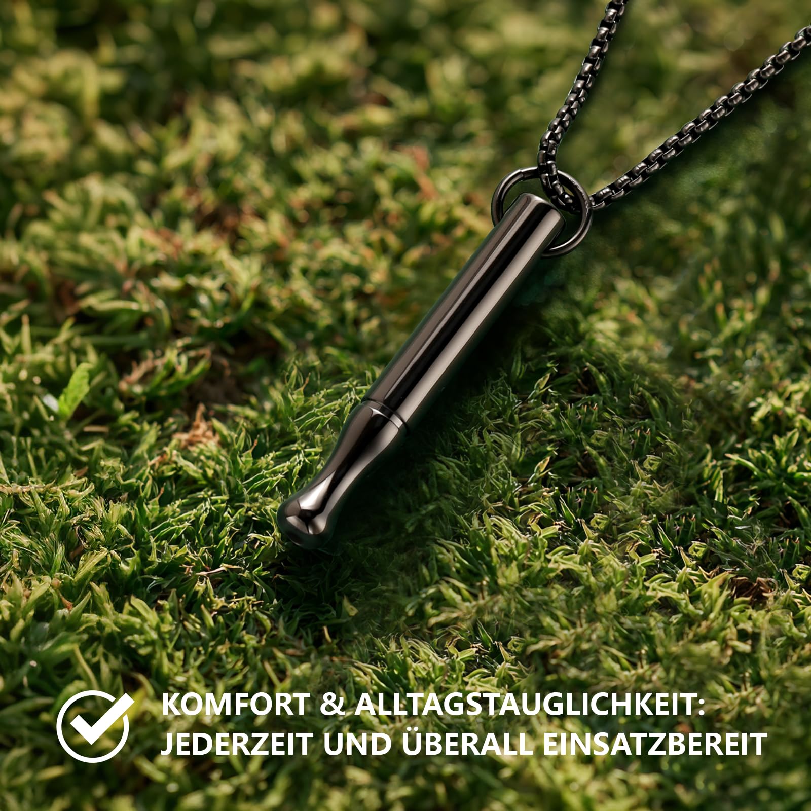 J.Fée 2.0 Rauchentwöhnung Hilfsmittel mit 20 Filter, Alternatives et aides sans nicotine - Atemtraining zur Entspannung & Stressabbau - Edelstahl Kette Atmung mit Luftwiderstand-Schwarz