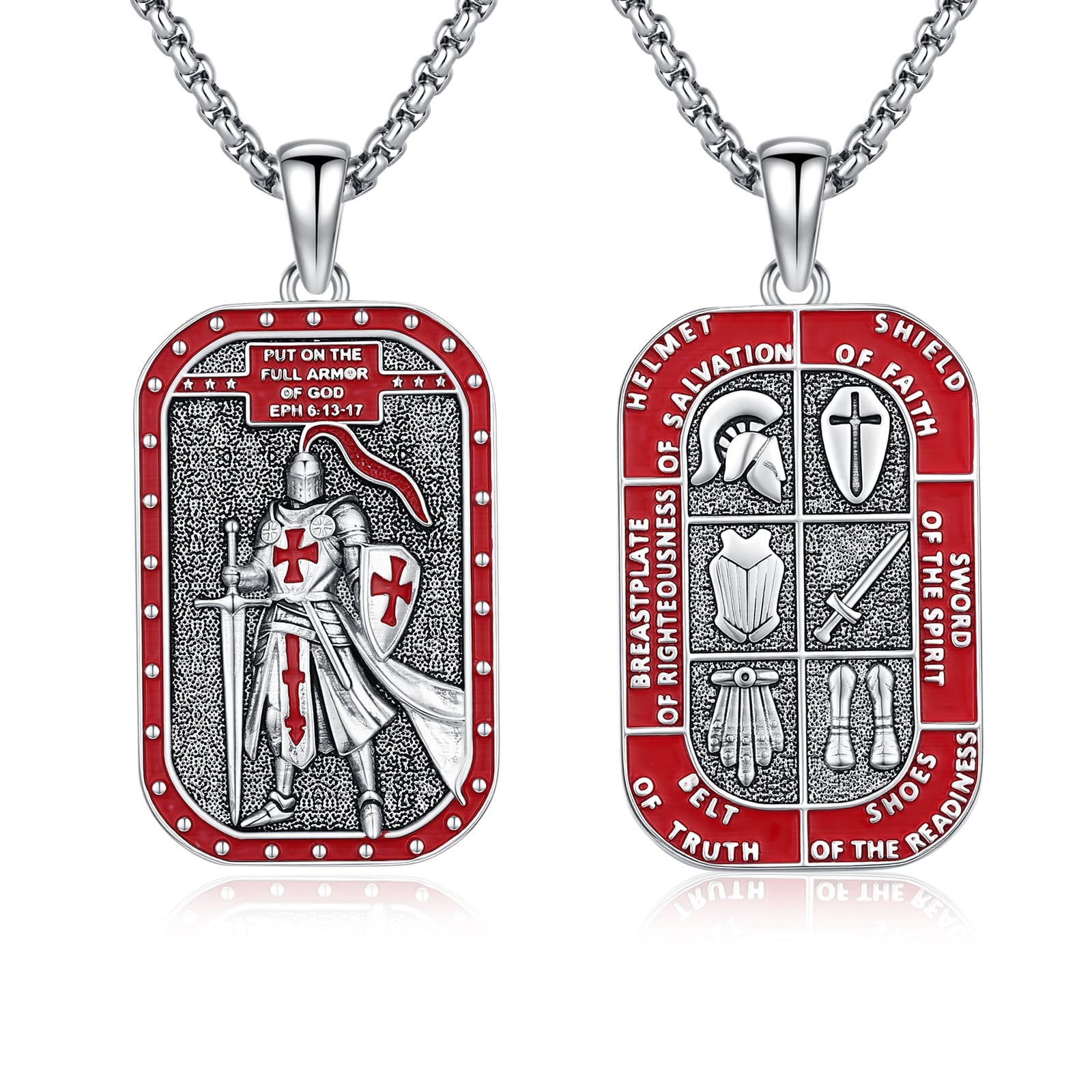 Silver/14K Gold Patron Saint Medal Amulet Necklace for Men Women