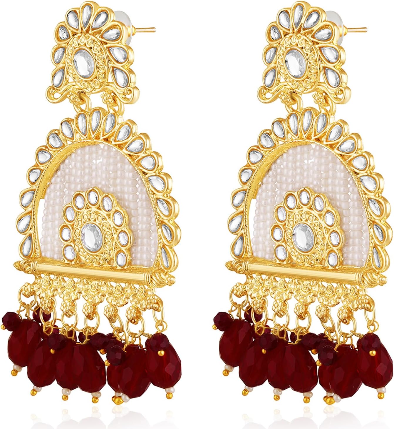 Aheli Kundan & Beads Studded Dangle Earrings Ethnic Jewellery Gift for Women