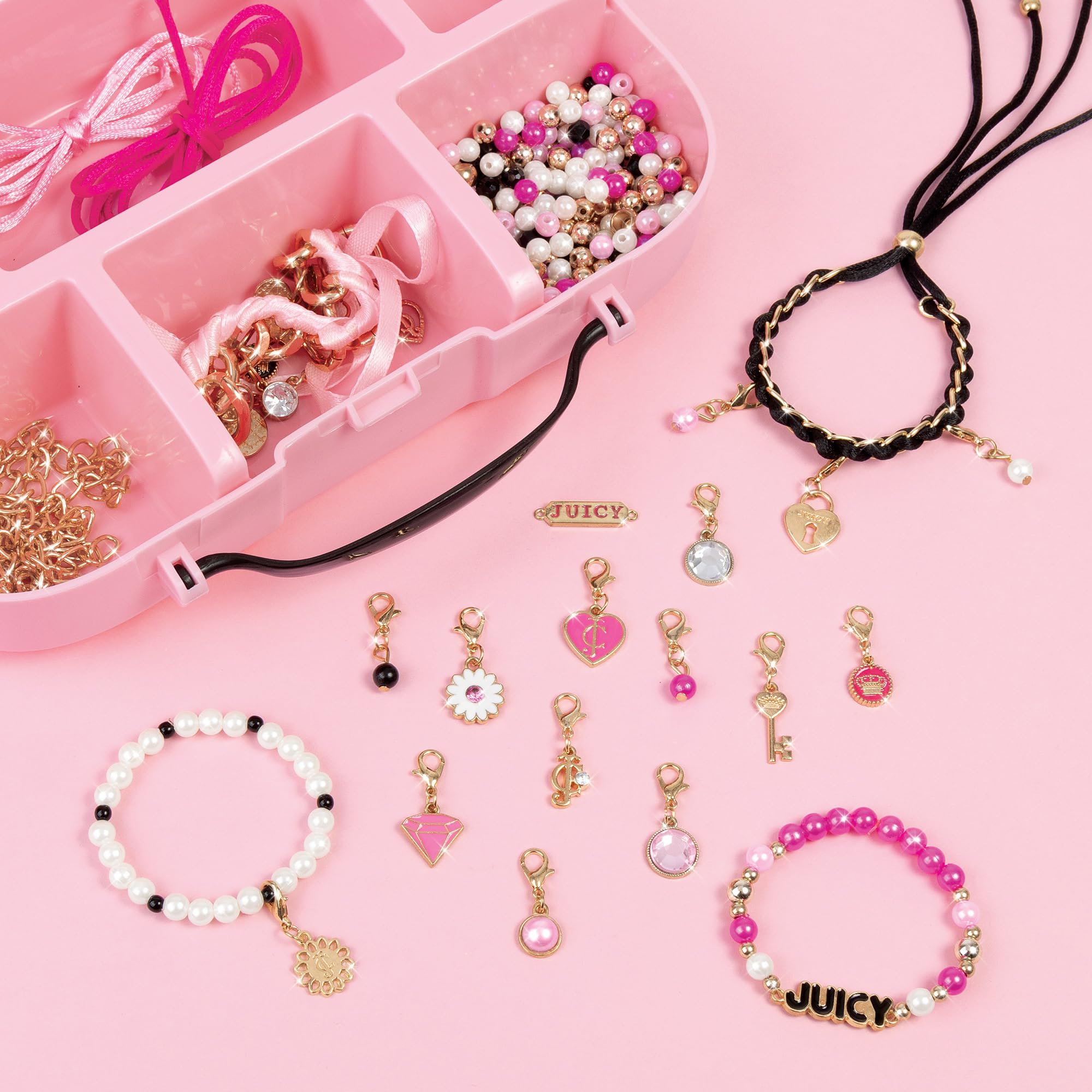 Juicy Couture Valigetta Deluxe Braccialetti – Set Creativo Gioielli 494 Pezzi | Glitz ‘N Glam Charm Bracelets | 18 Braccialetti Personalizzati con Perline e Ciondoli