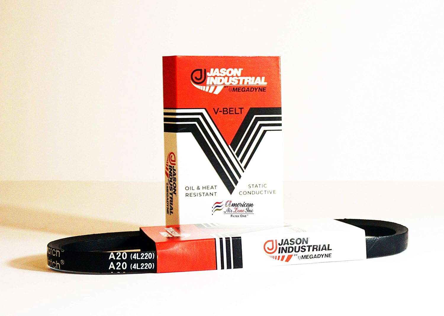 Megadyne - Jason Industrial V Belt - A20-4L220 – (Pack of 1) – Wrapped V-Belt - 22 Inch Outside Length - 1/2 Inch Top Width - 11/32 Inch Thick