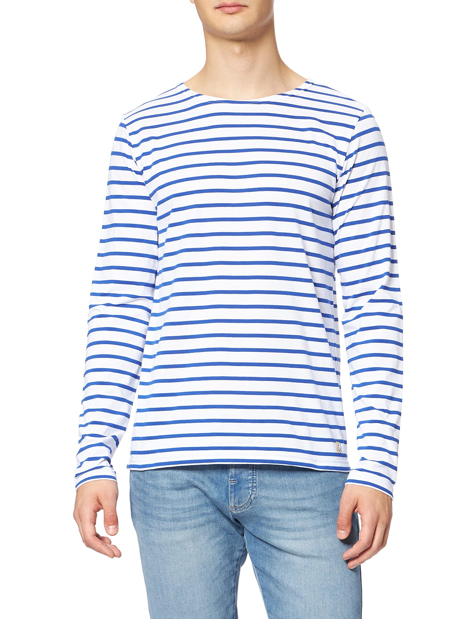 Armor Lux Men's Marinière plozévet Homme Long Sleeve Top, White (Dw5 Blanc/Etoile Dw5), Large