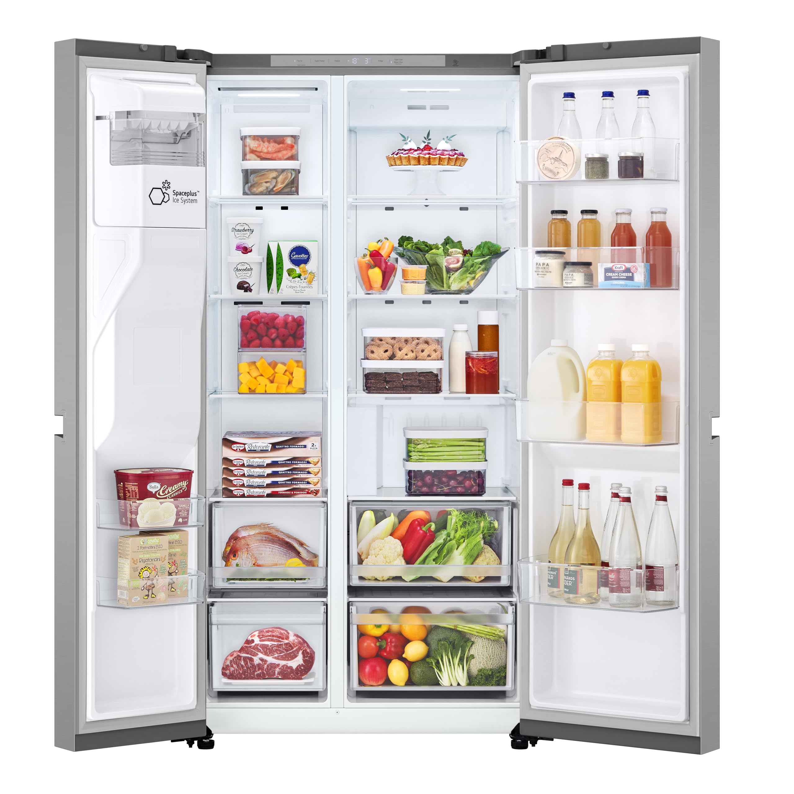 LG GSLC40PYPE Side-by-Side Kühlschrank mit Gefrierfach (638 L, Energieklasse E) mit Eis- und Wasserspender, UVNano, Total No Frost, Silber