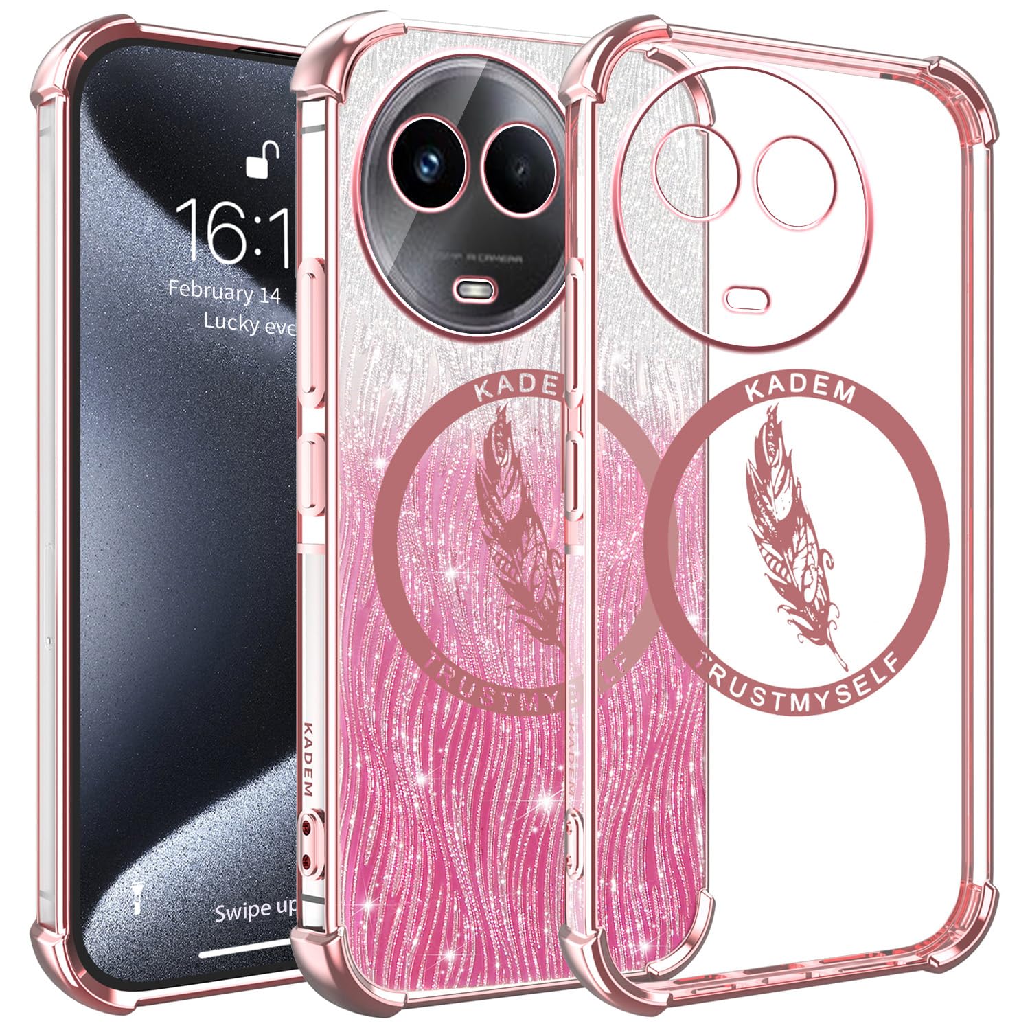 YUXING Cover per Realme 12 Pro Plus/Pro+ 5G / Realme 12 Pro 5G Case Custodia Glitter Donne Ragazze Bling Brilla Brillante Trasparente TPU Antiurto Bumper Back Cover - (Black
