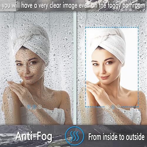 Miniatura 3 de THEKLA Espejo LED redondo dorado de 30 pulgadas con marco dorado, espejo redondo iluminado para pared de baño, espejo de tocador redondo con luces,