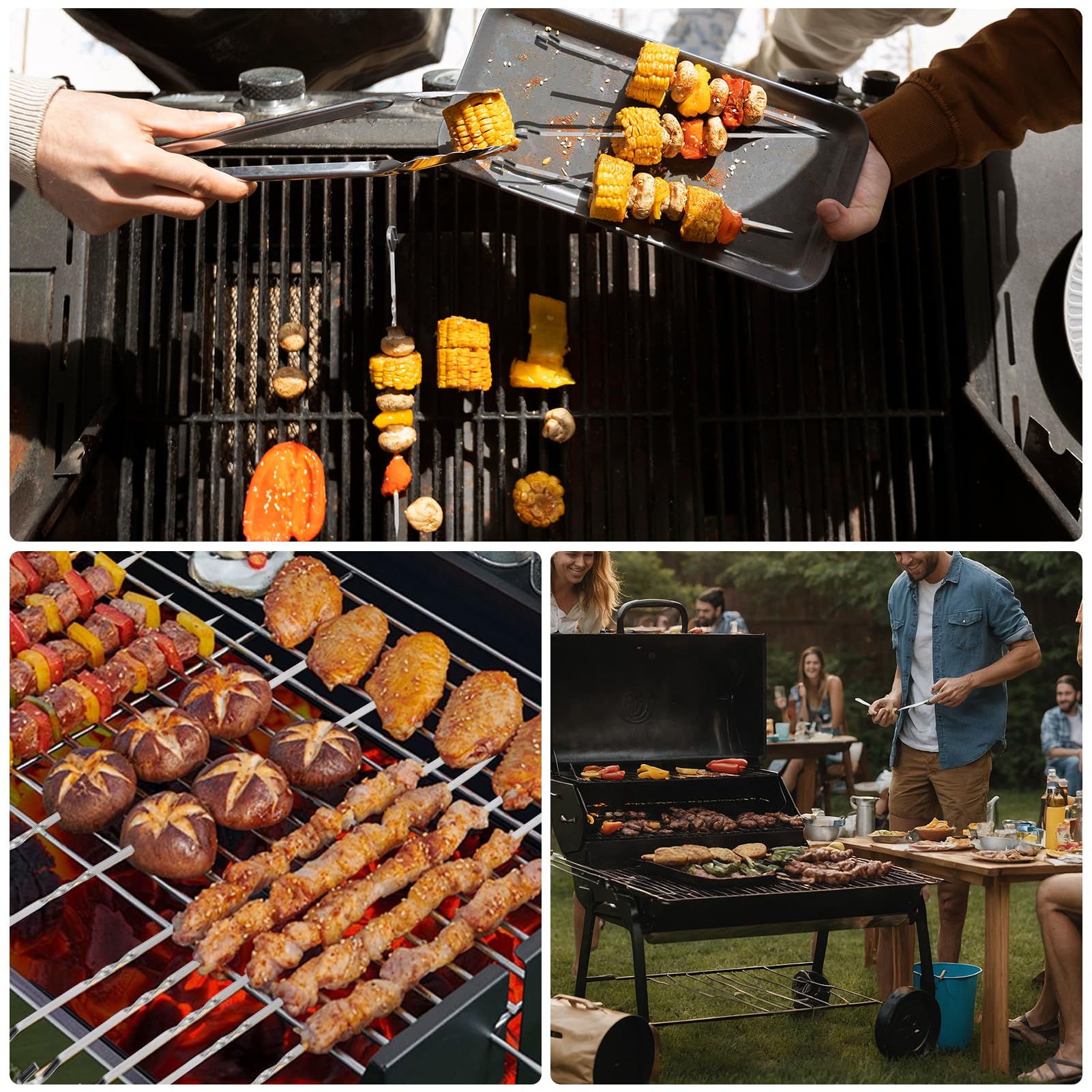 25 Spiedini In Acciaio Inox Per Shish Kebab - Riutilizzabili, 28cm, Per Barbecue E Feste - Foto 11