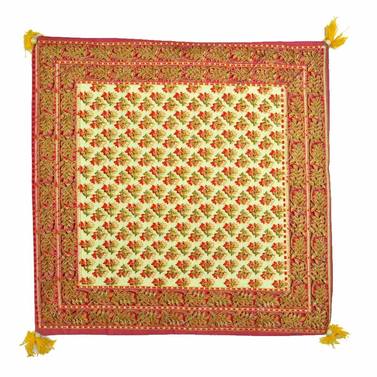 Royal Handicrafts Traditional Hand Printed Ethnic Jaipuri Cushion Covers-Set of 5 - Pink