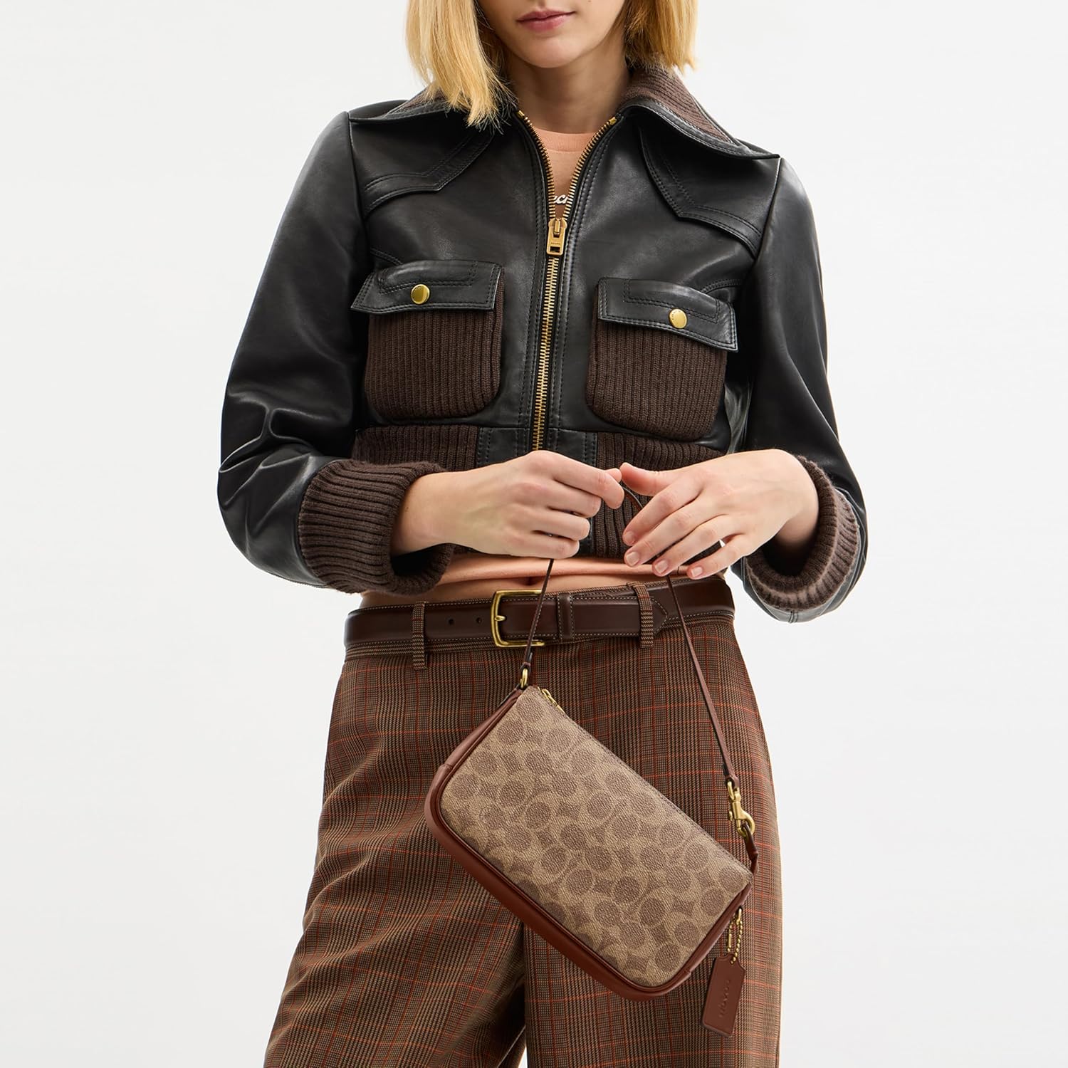 COACH Women's Natural Grain Leather Plaza Bag