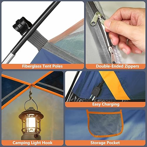 Miniatura 6 de COBIZI 46 Person Tent for Camping Waterproof PU-Coated with Removable Rainfly, Easy Setup Family Tent with Large Mesh Windows, 3 Season Portable