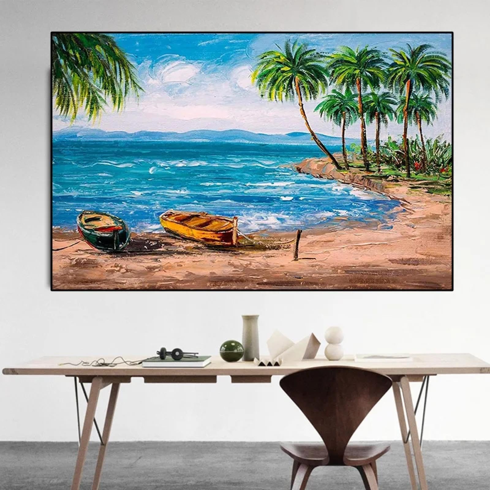 KDXAOBEI Tropical Beach Wall Art Picture Living Room Home Decor Landscape Canvas Wall Art Painting Posters Prints bathroom art 90x130cm(35x51in) No frame