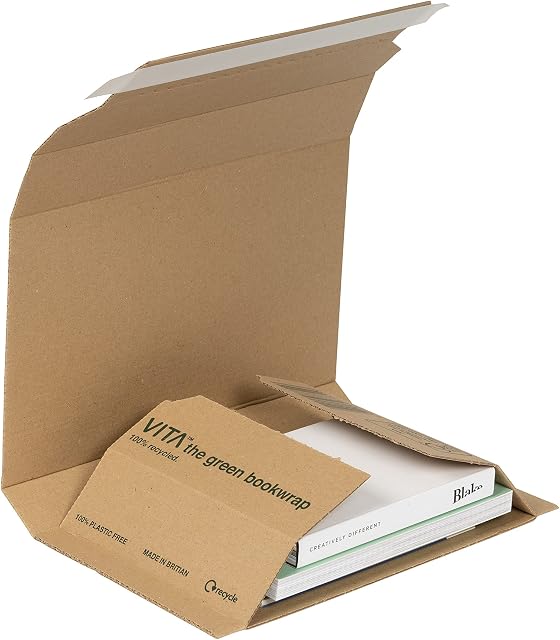 Vita Plastic-Free Recycled Kraft Cardboard Book Wrap 217 x 155 x 52 mm (BWM02) - Pack of 25,Brown