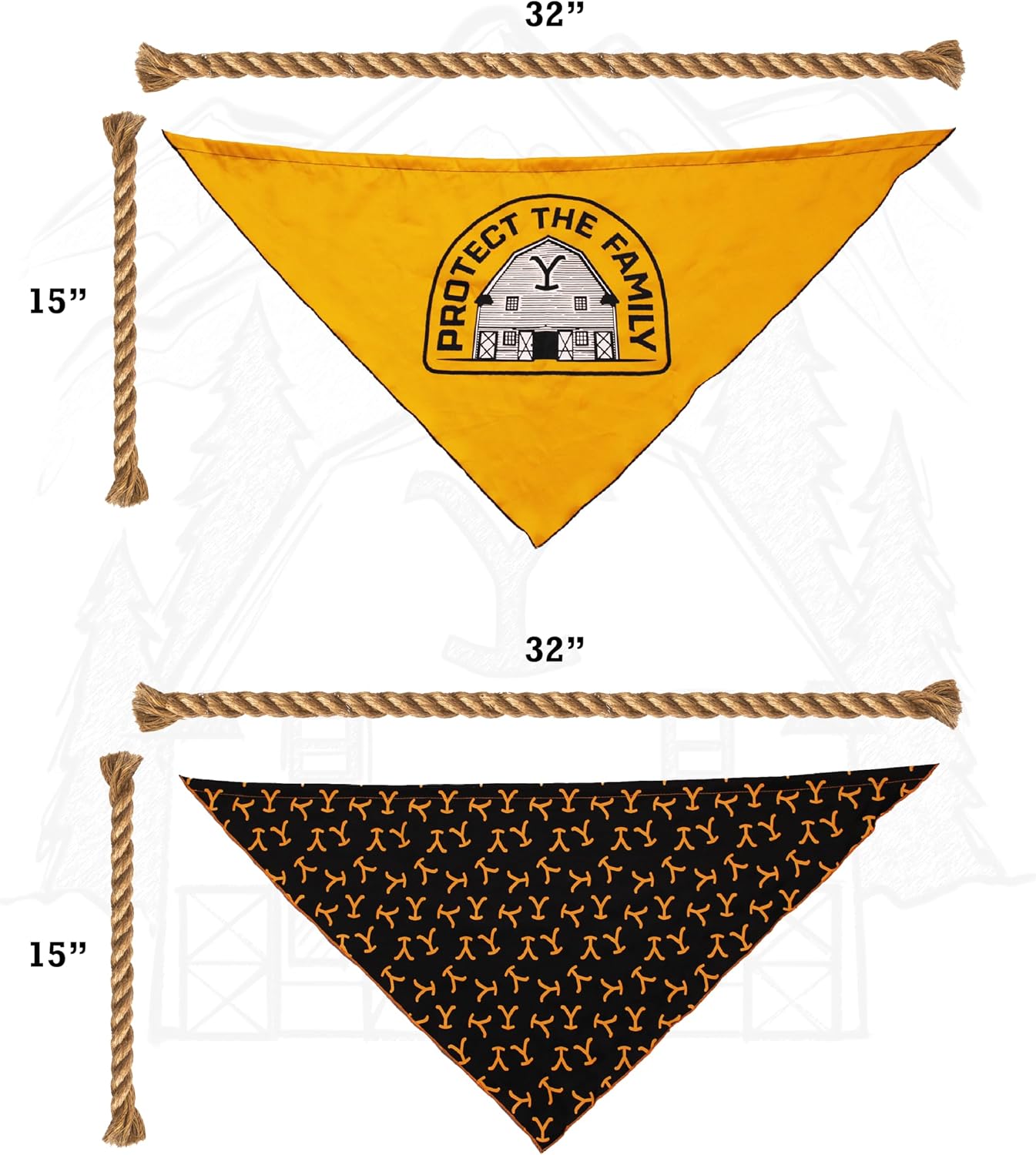 design LAB, Inc. Yellowstone Official Merchandise | Dog Toy and Western Accessories Bandana Set | Plush Stuffed Animal Bison & Yellowstone Bandanas image 4