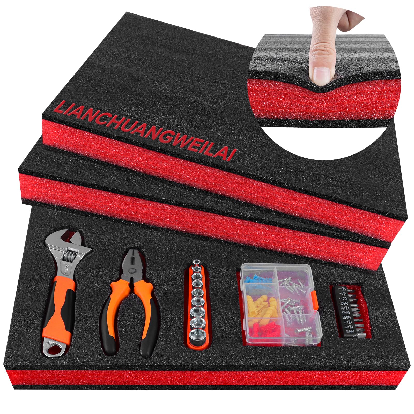 2PCS Polyethylene Foam Sheet Tool Box Foam Easy Cut to Fit For Tool Box Organizers, DIY Storage Foam insert Non Odor, Moisture-Resistant for Arts & Crafts,Camera Cases (Red, 40 * 30 * 2.5cm)