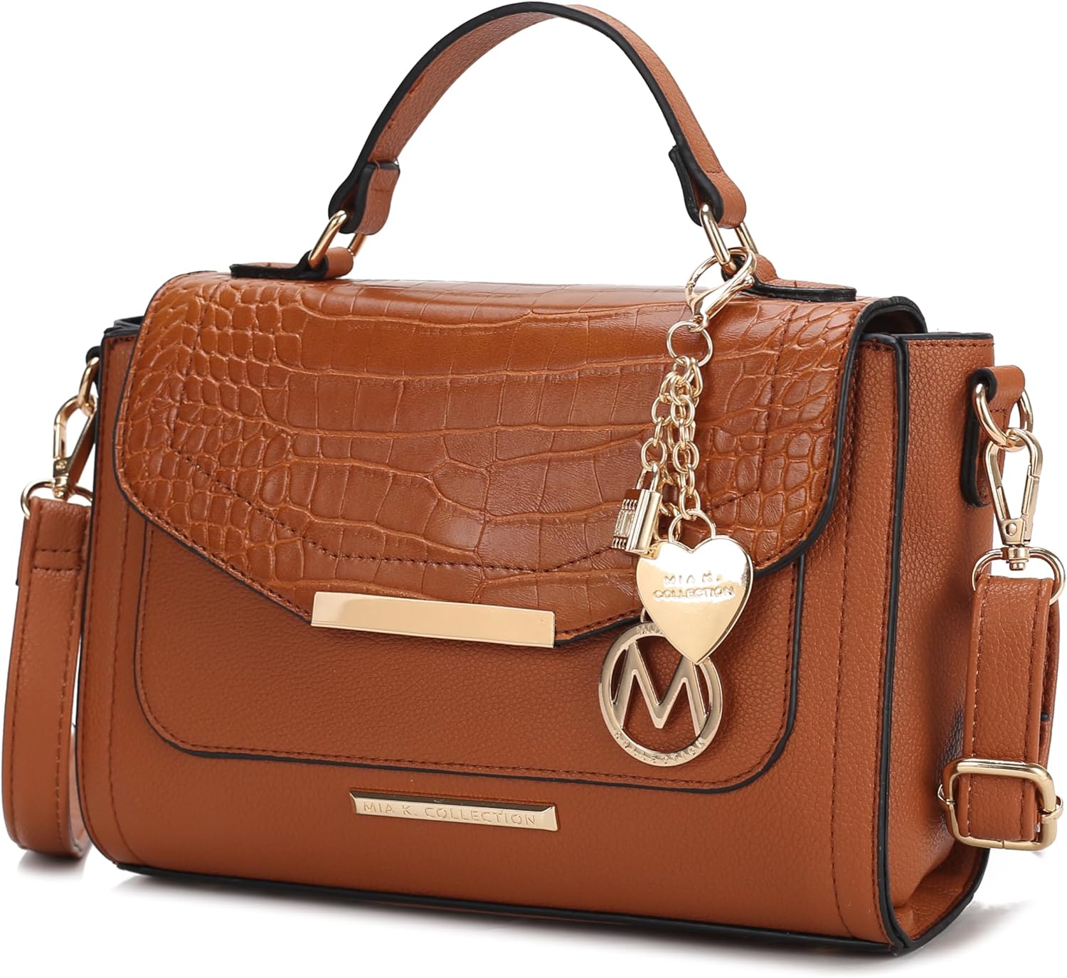 MKF Collection Croco Shoulder Bag for Women, Crossbody Handbag Crossover Ladies Purses