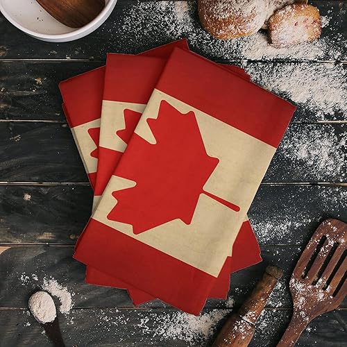 Miniatura 2 de Juego de 4 toallas de cocina con la bandera de Canadá y paños de cocina, paños de cocina decorativos, toallas de mano absorbentes de hojas de arce