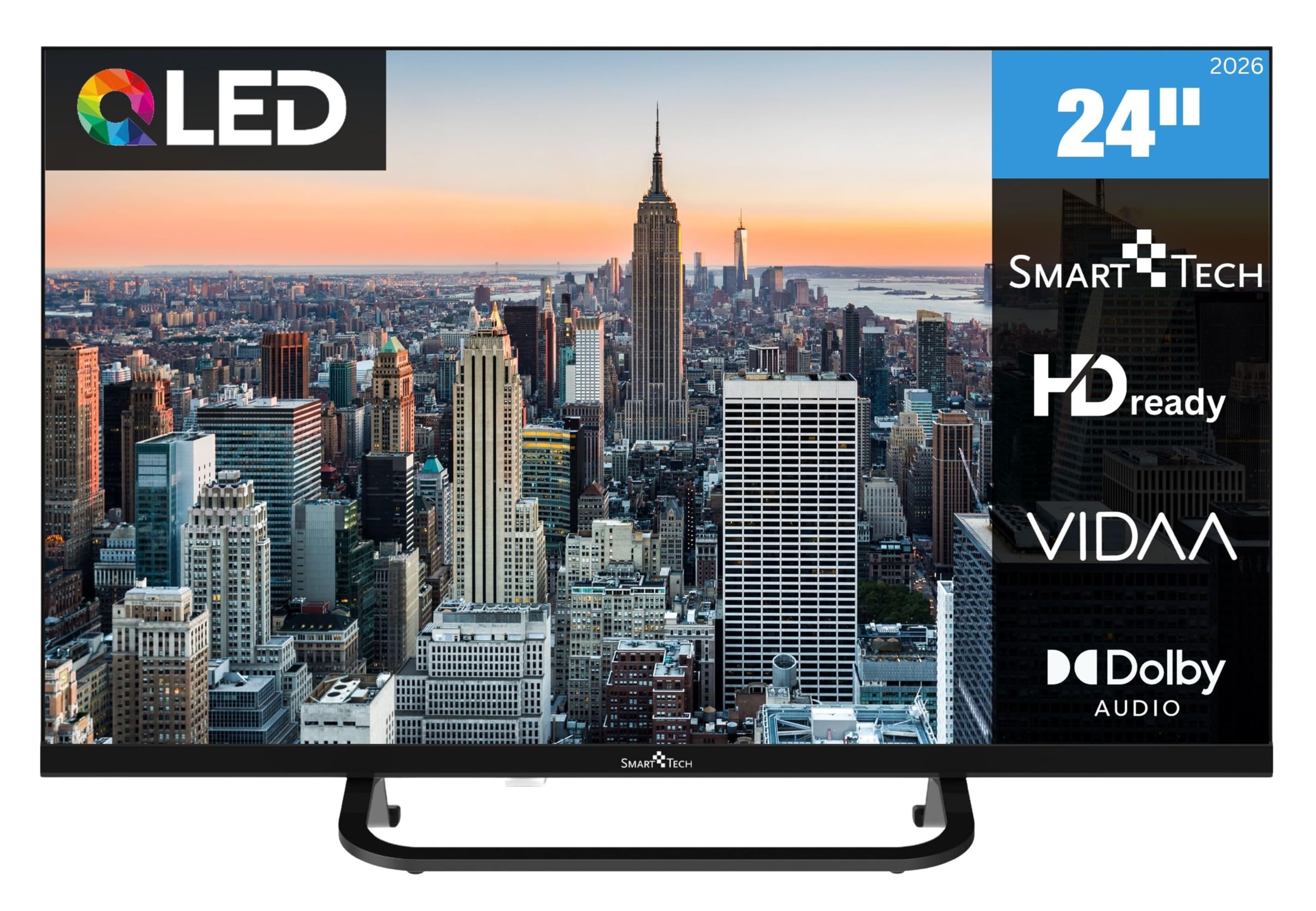 Smart Tech 24QV02V QLED Fernseher 24 Zoll VIDAA Smart TV mit HD Auflösung