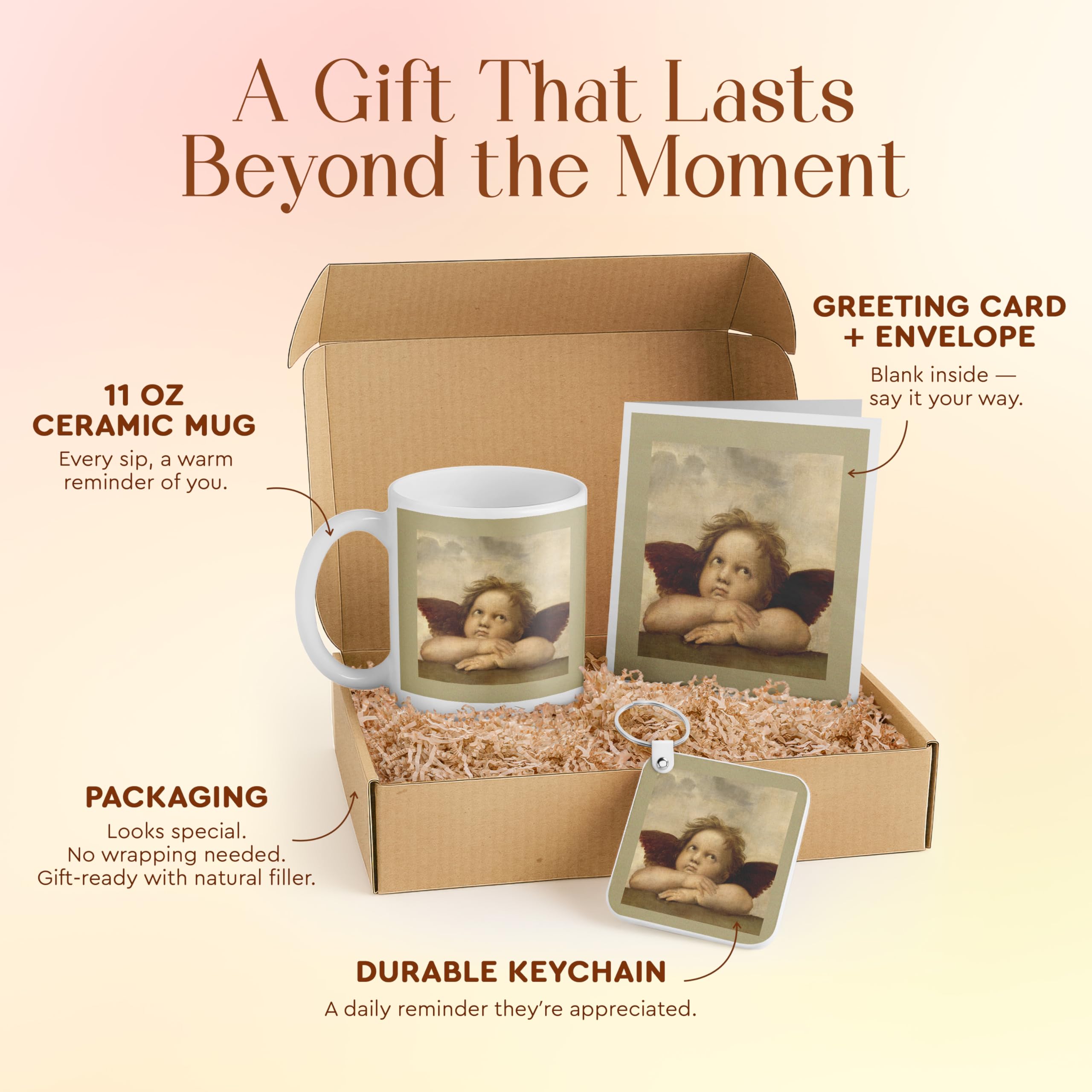 3dRose Angel Themed Gift Set with Mug, Keychain, and Card - Perfect for Children, Baby Showers, or Home Decor