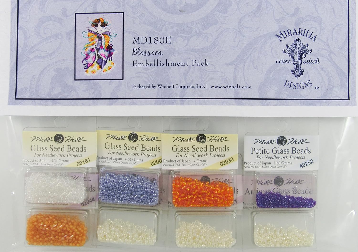 Blossom Cross Stitch Kit MD180 Mirabilia Designs Nora Corbett (Bundle: Chart, Beads)