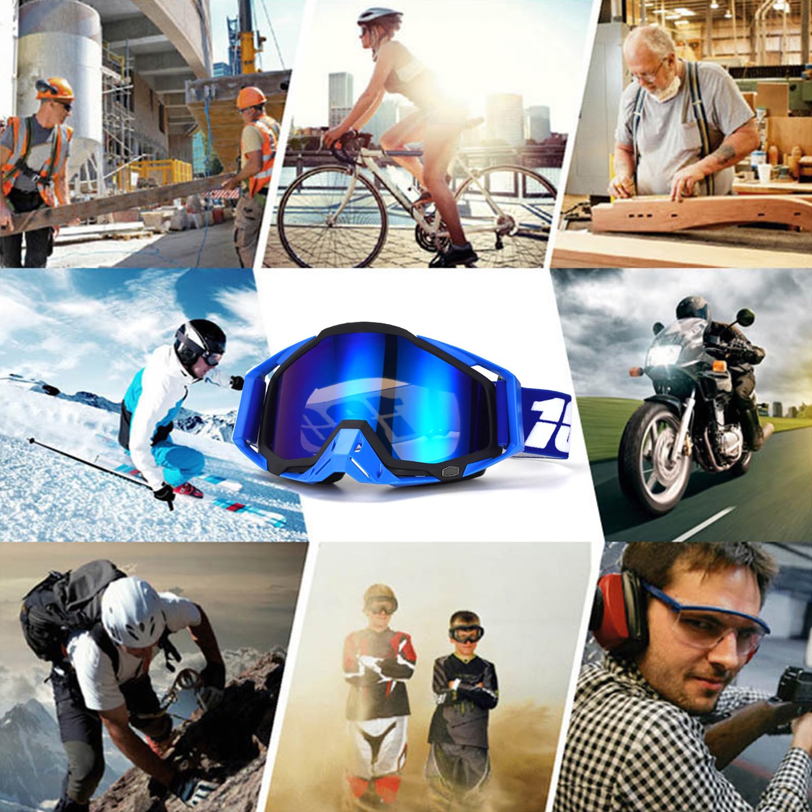 Lunettes de motocross, lunettes de motocross coupe-vent et étanche à la poussière, lunettes de ski, lunettes de cross pour dirt bike, lunettes anti-buée et UV pour ski, lunettes de course tout-terrain