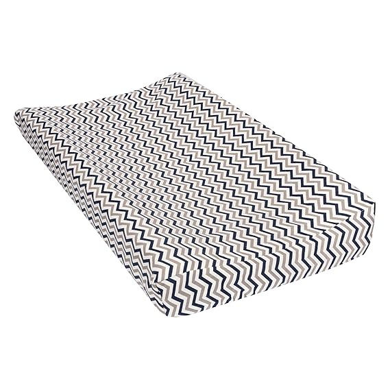 Trend Lab Chevron Deluxe Flannel Changing Pad Cover, Navy and Gray