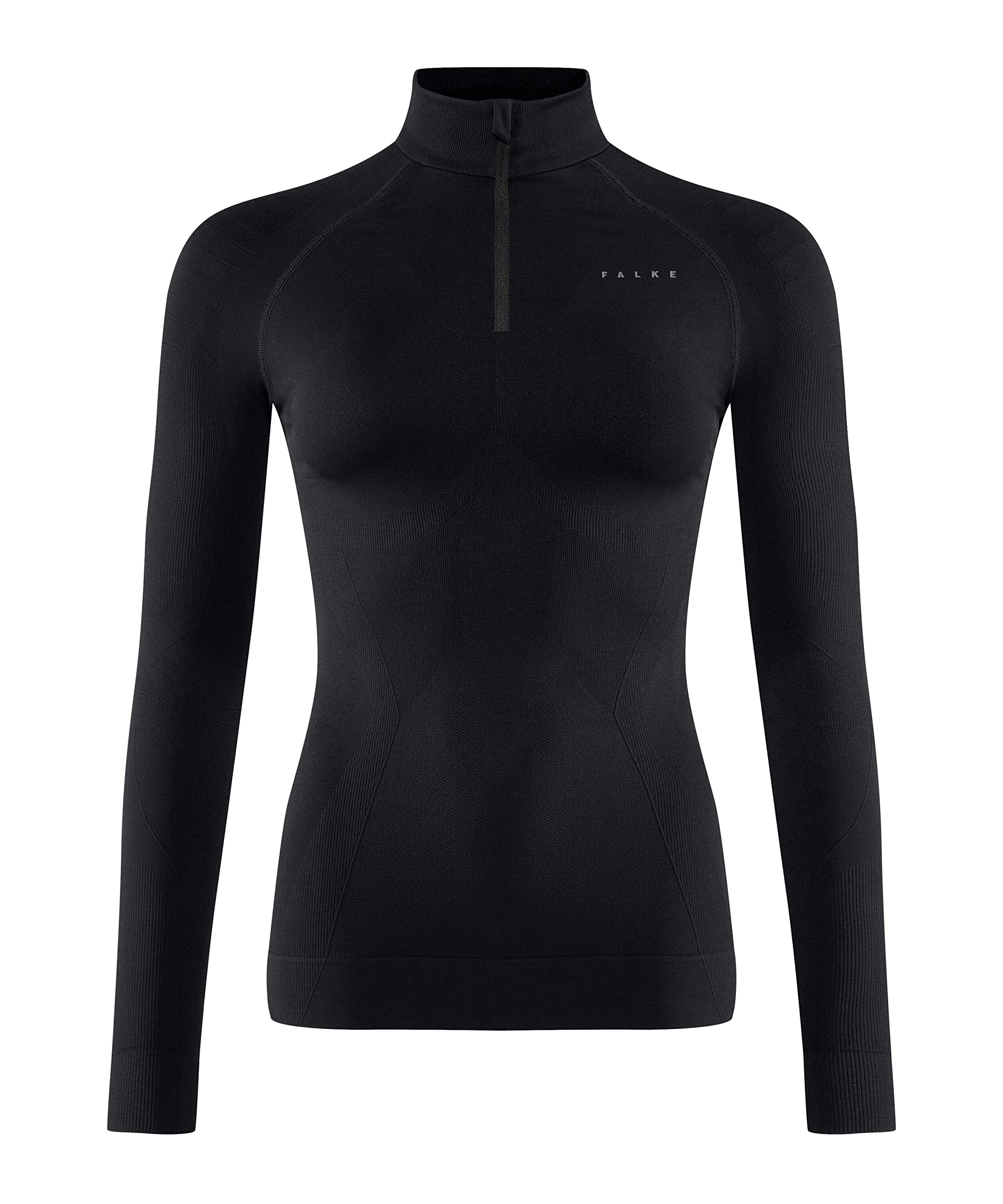 FALKE Kobiety Warstwa podstawowa (góra) Maximum Warm High Zip Neck W L/s Sh materiał funkcyjny szybkoschnące ciepłe 1 Sztuka, Czarny Black 3000-O, L